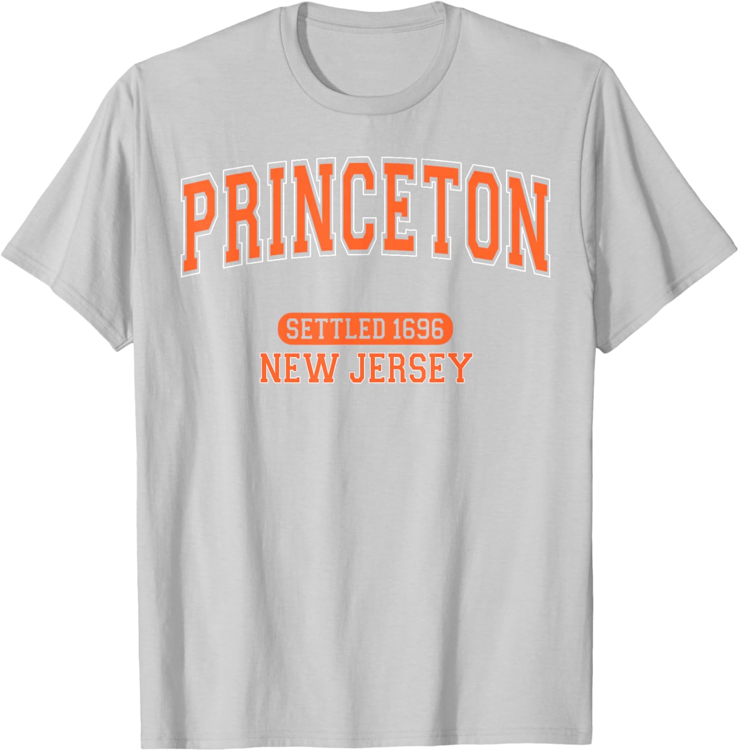 Vintage Arched Orange T-Shirt Celebrating Princeton New Jersey 1696 - 9