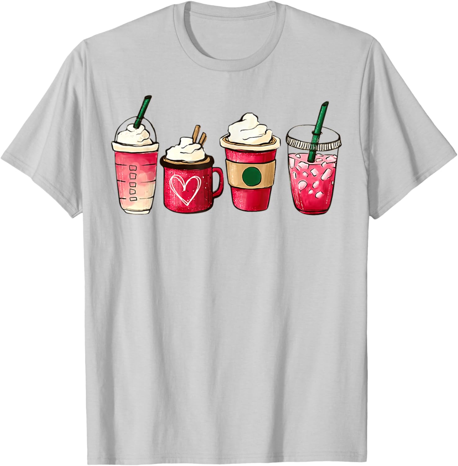 Valentine Heart Latte Iced Coffee T-Shirt for Coffee Lovers - 21