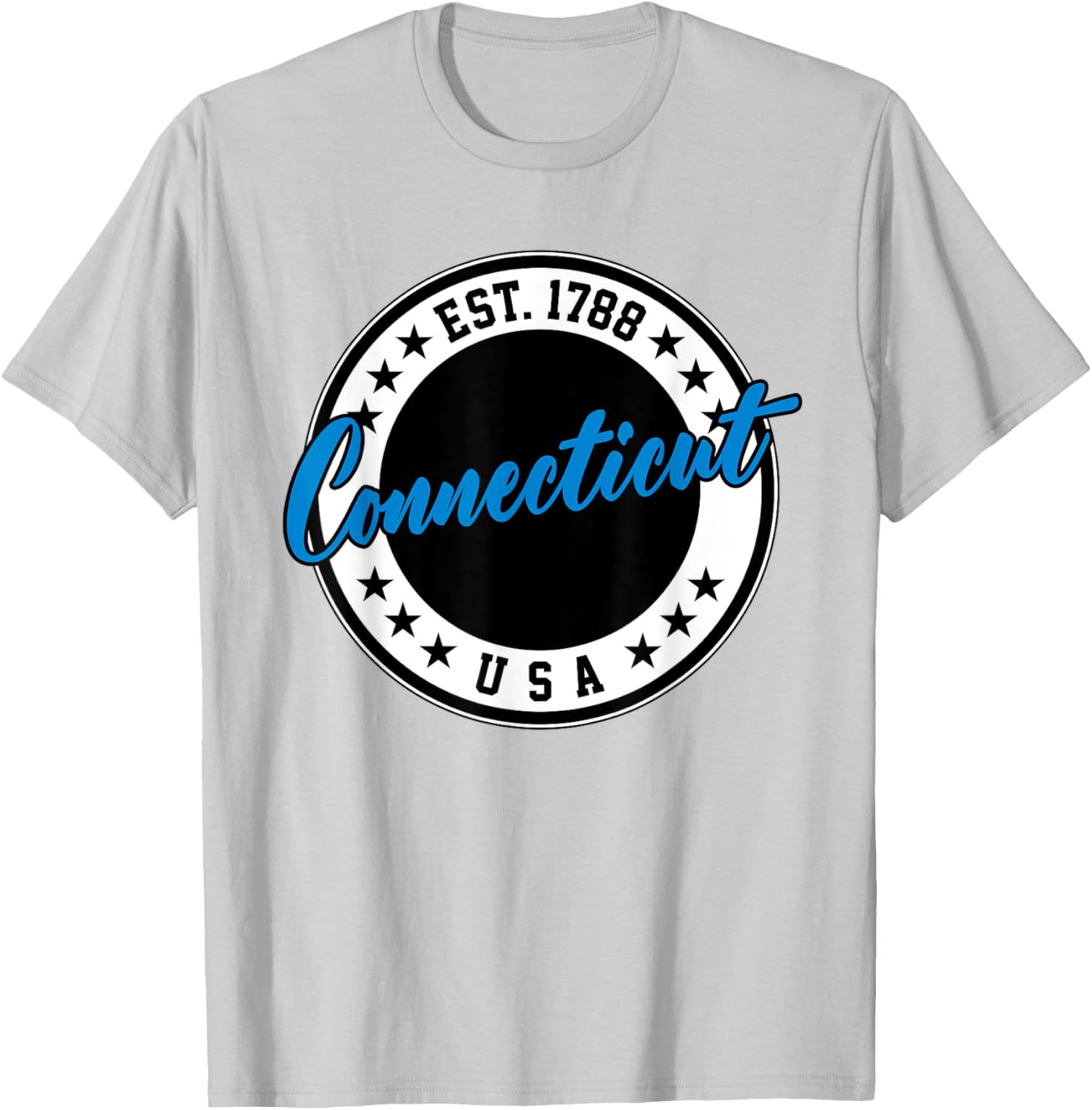 Connecticut USA Script Circle T-Shirt in Blue - Stylish Casual Wear - 29