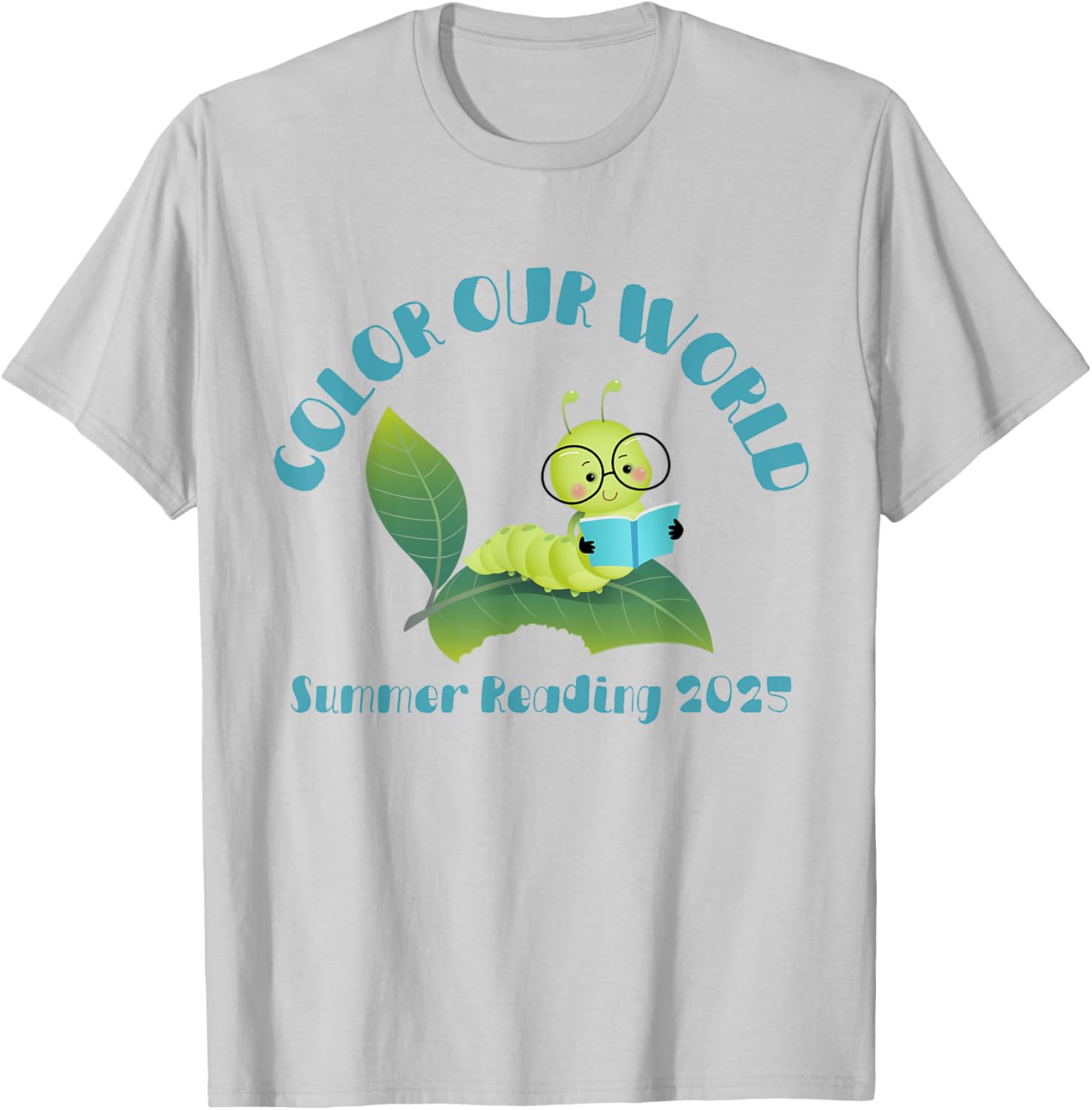 Color Our World Summer 2025 Reading Program Book Worm T-Shirt for Kids - 25