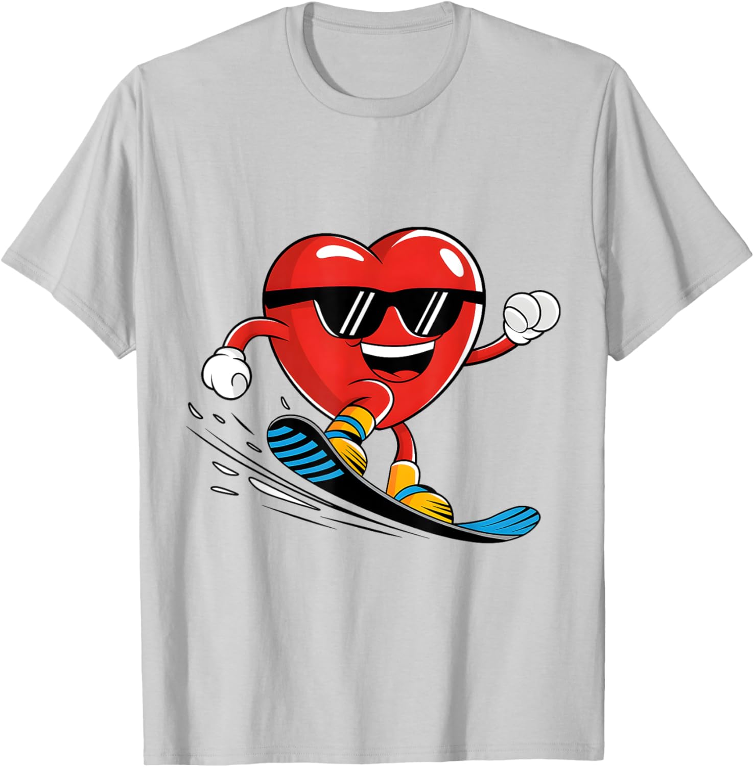 Snowboard Heart Valentine's Day T-Shirt for Boys and Girls Fun Gift - 16