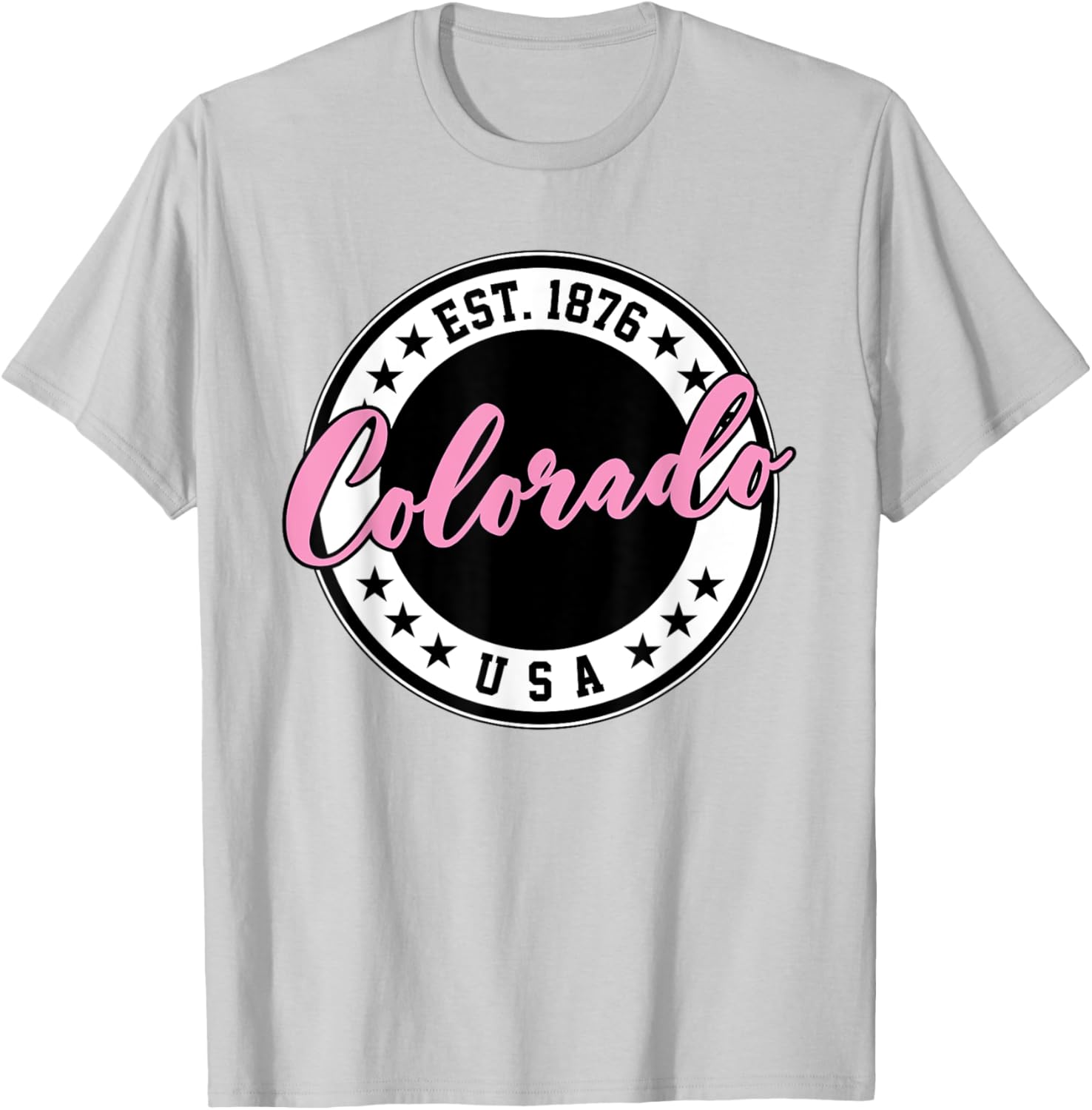 Colorado USA Script Circle Pink Text T-Shirt for Stylish Comfort - 8