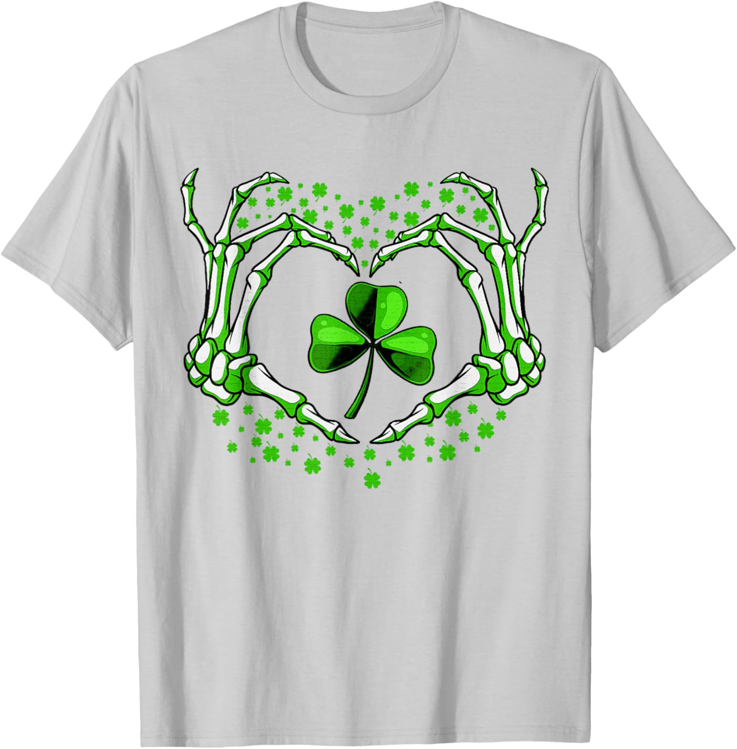 Skeleton Hand Heart Shamrock St Patricks Day T-Shirt for Festive Fun - 5