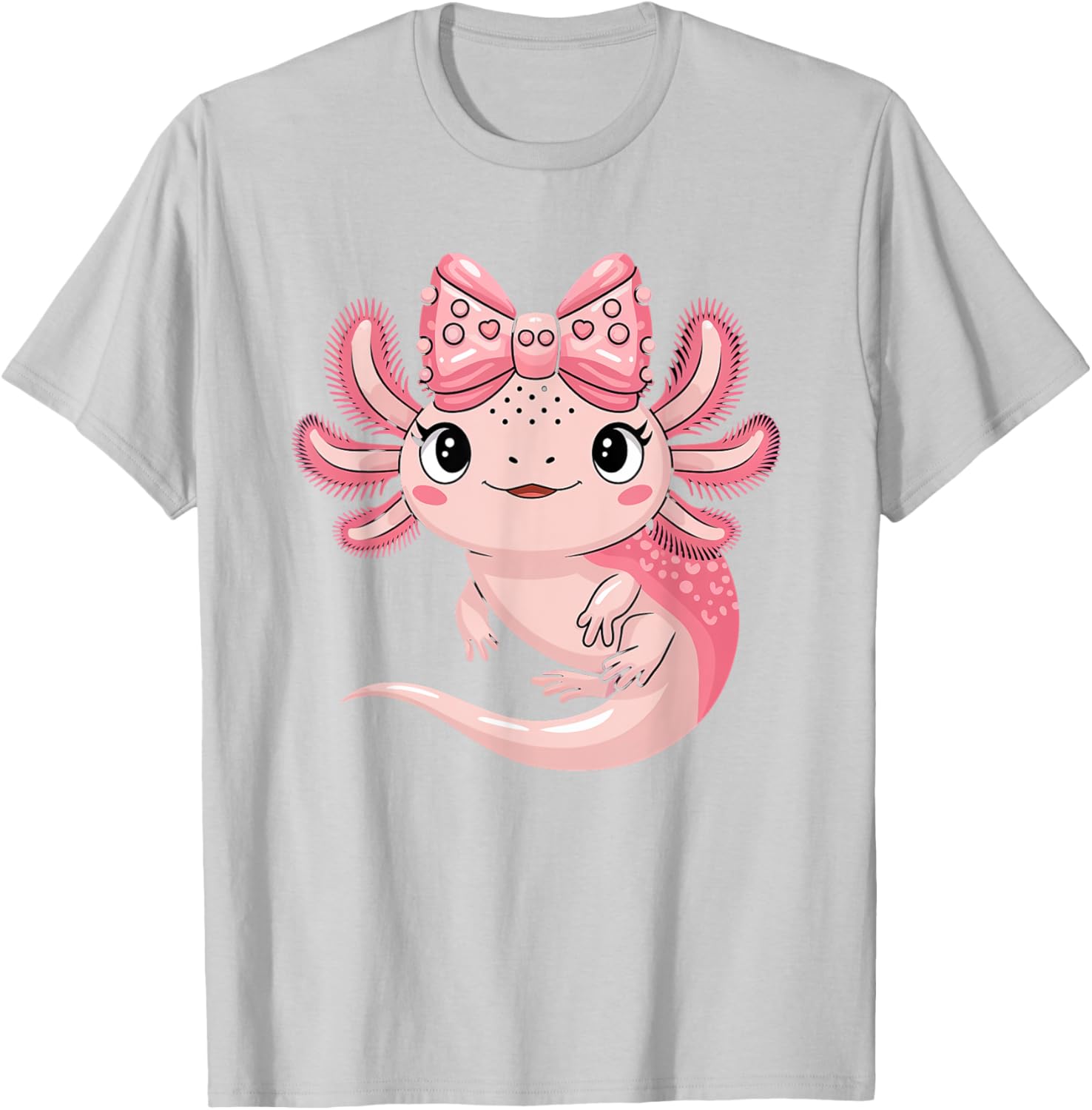 Cute Axolotl Girls Coquette Bow T-Shirt for Axolotl Lovers - 2