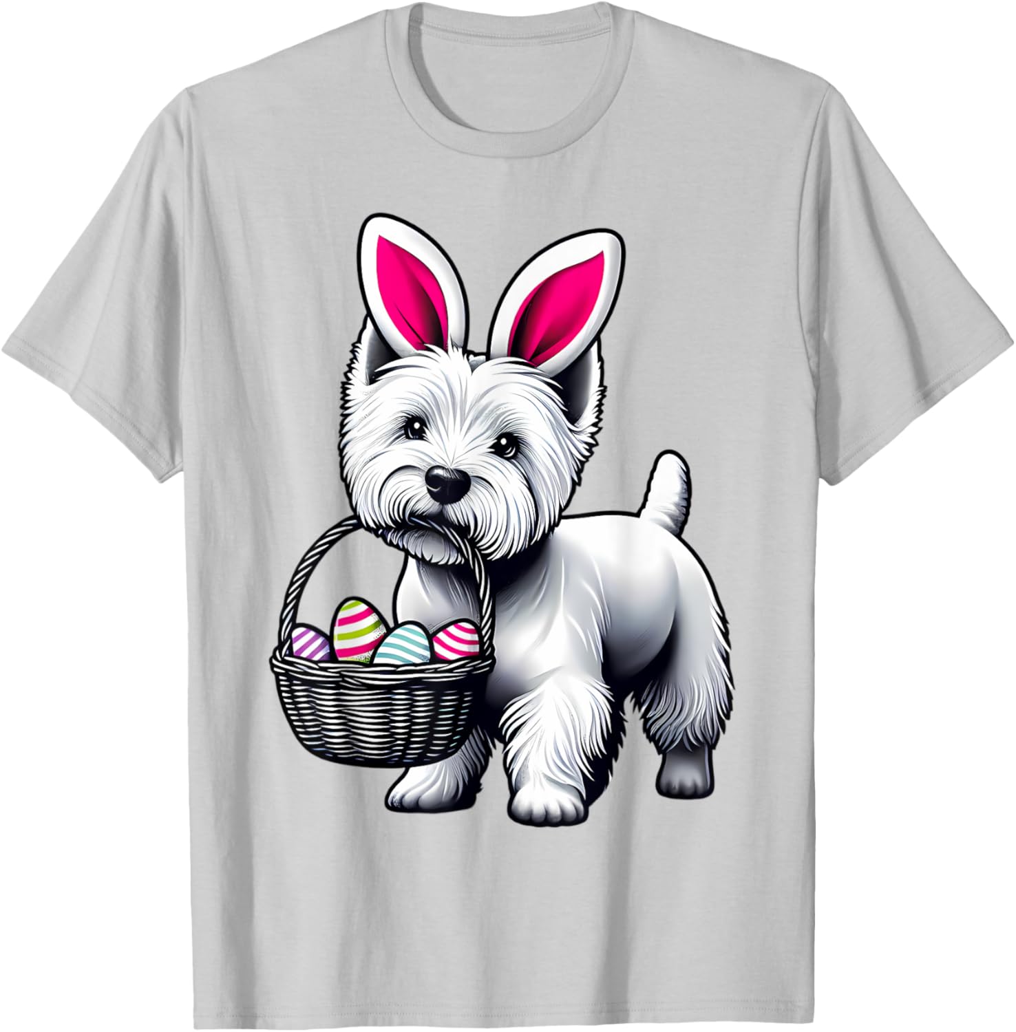 Adorable Bunny Ear West Highland Terrier Easter Eggs T-Shirt for Dogs - 12