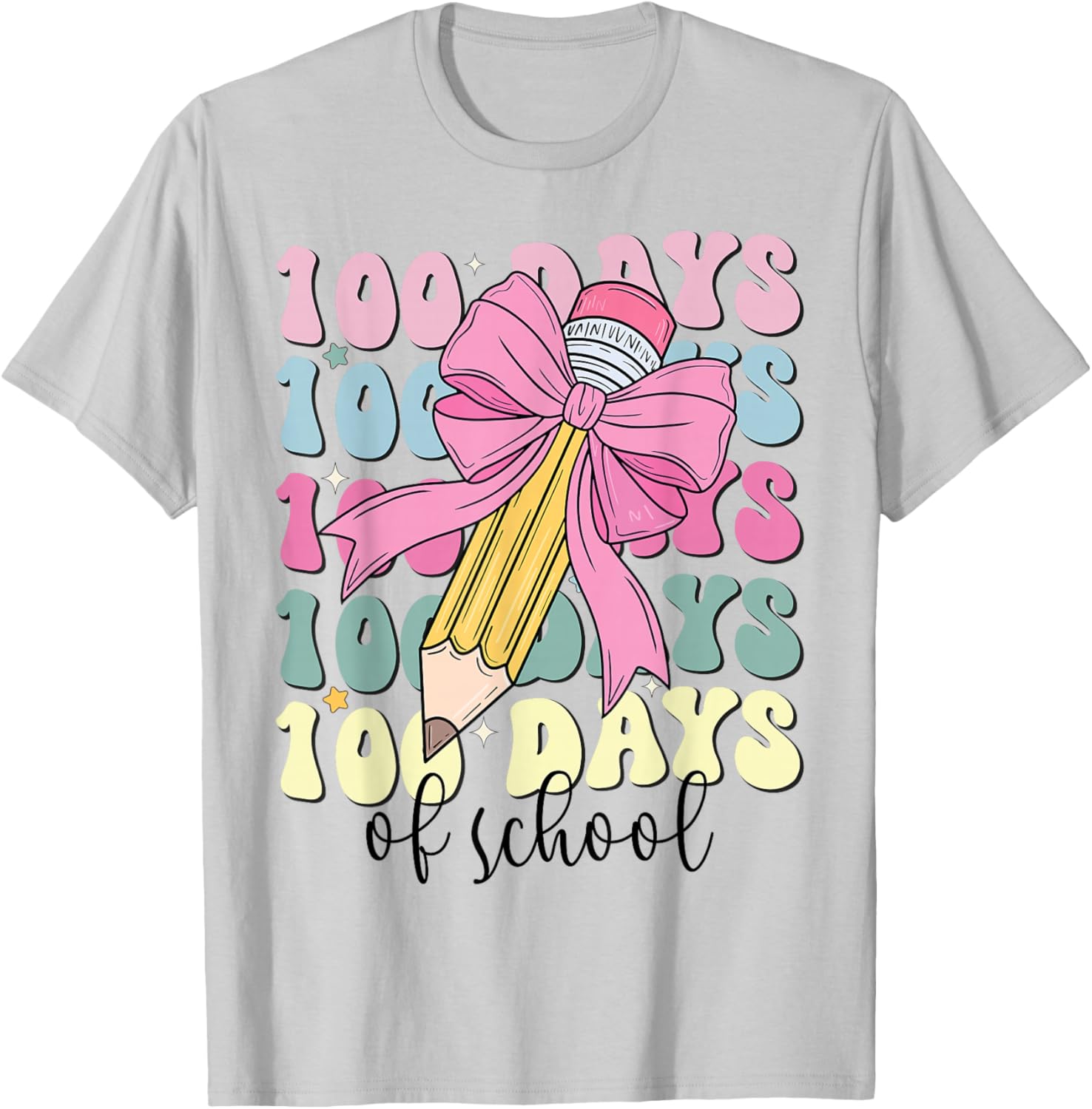 Adorable 100 Days of School Girls Coquette Bow T-Shirt for Kids - 7