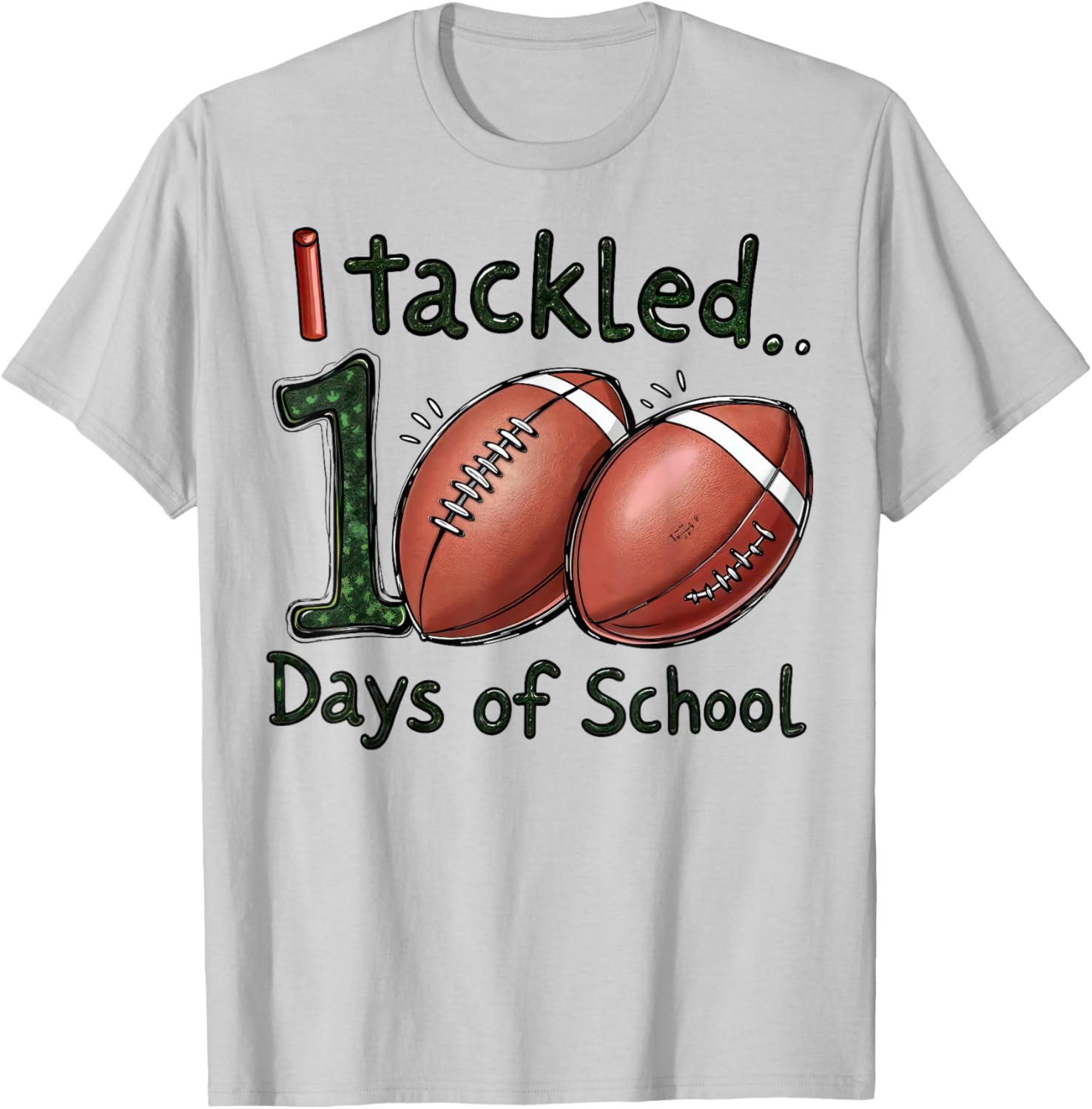 100 Days of School Football Boys T-Shirt for Celebrating Milestones - 8