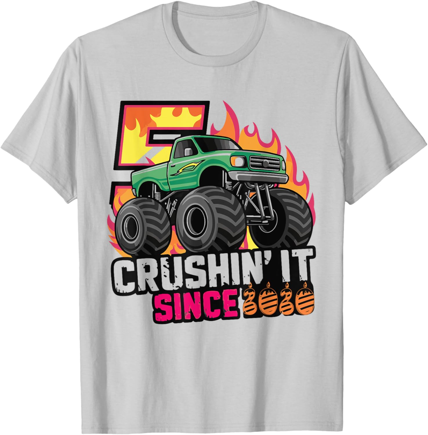 Birthday Monster Truck T-Shirt for 5 Year Old Boys - Fun Party Gift - 4