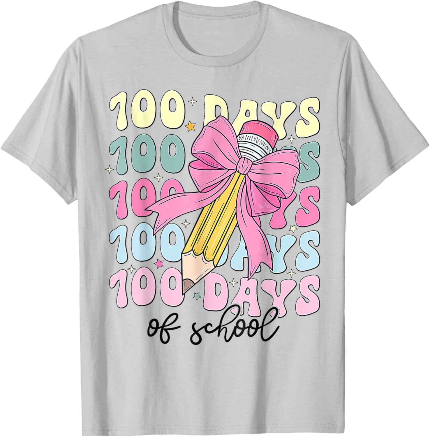 Coquette Bow 100th Day of School T-Shirt for Girls Fun School Celebration - 14