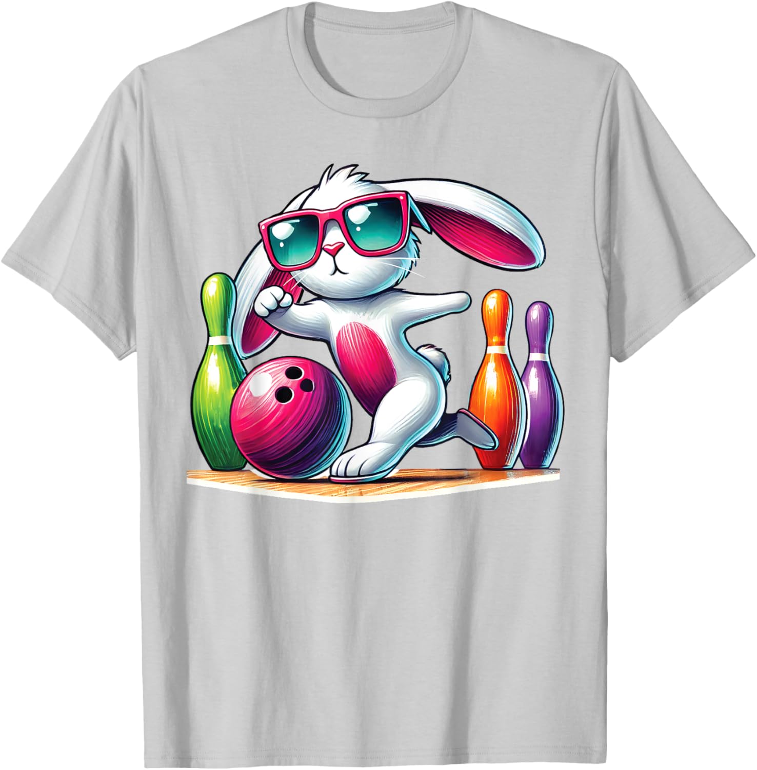 Bunny Ear Easter Bowling T-Shirt for Fun Egg Hunt Celebrations - 27