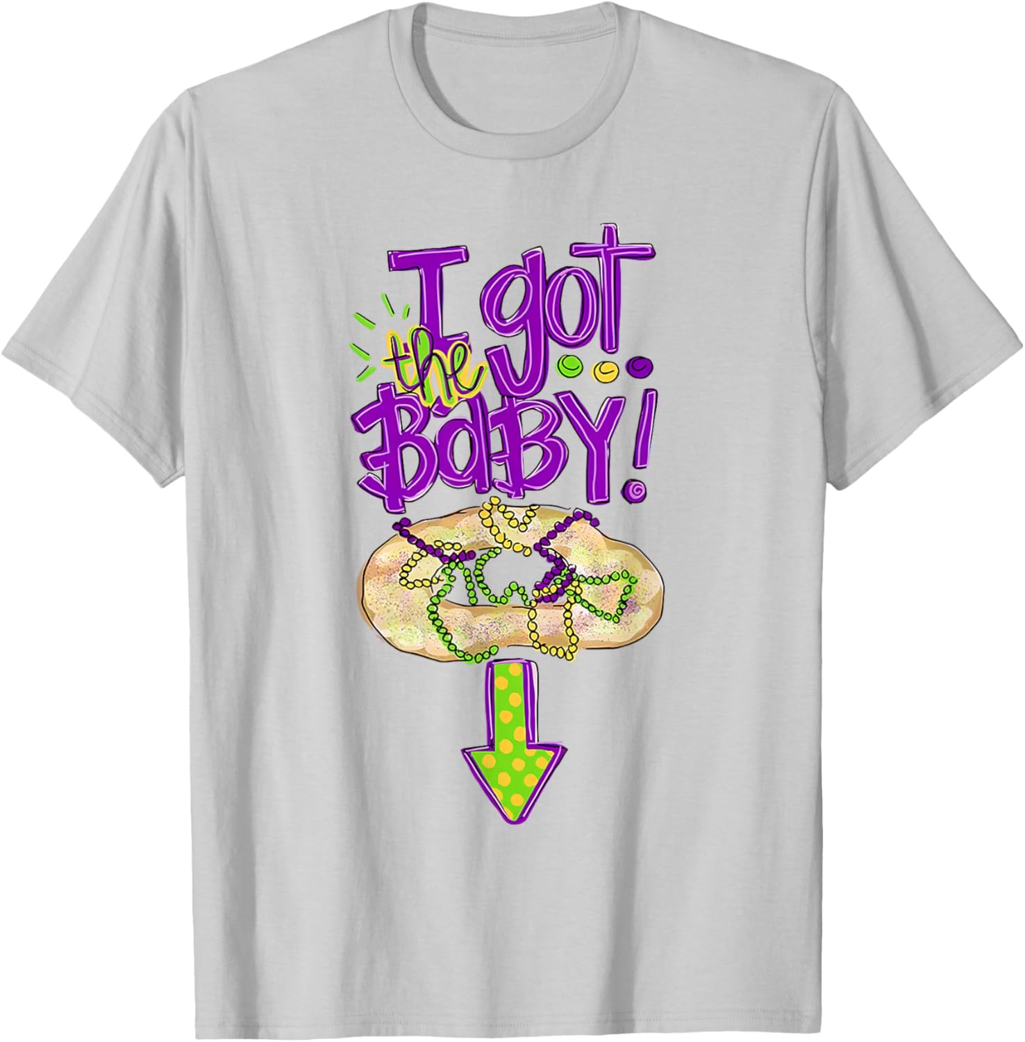 Baby Mardi Gras King Cake Reveal T-Shirt for New Orleans Celebrations - 10