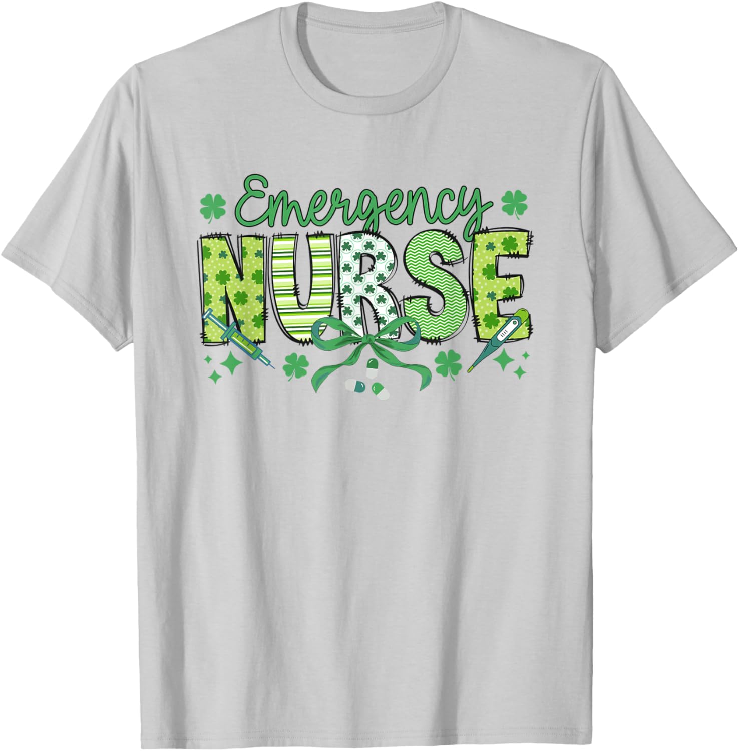 St Patrick's Day Shamrock Clover T-Shirt for Women Nurses ER RN - 12