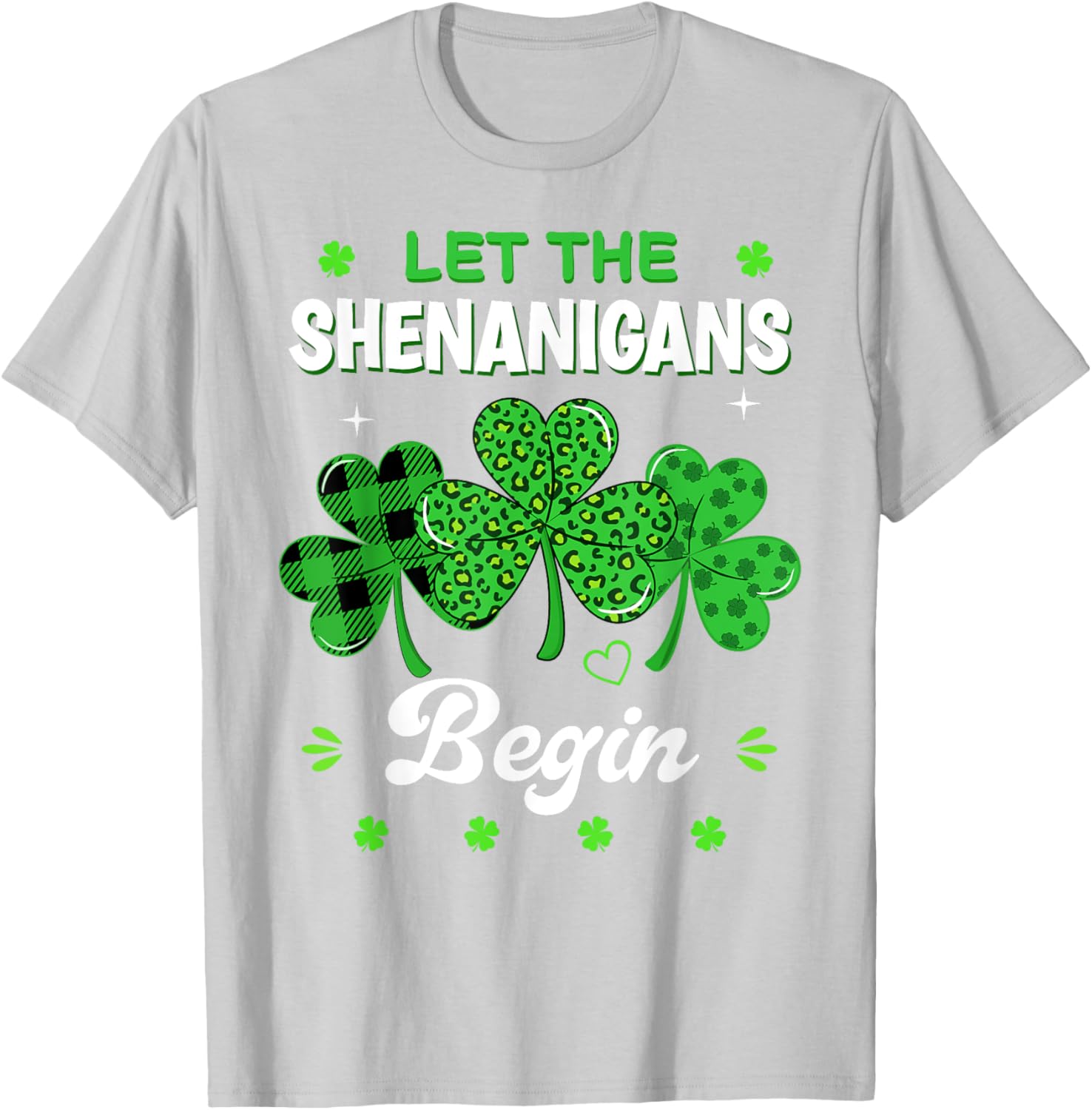 St Patricks Day Shamrock Leopard Print T-Shirt for Men and Women - 10