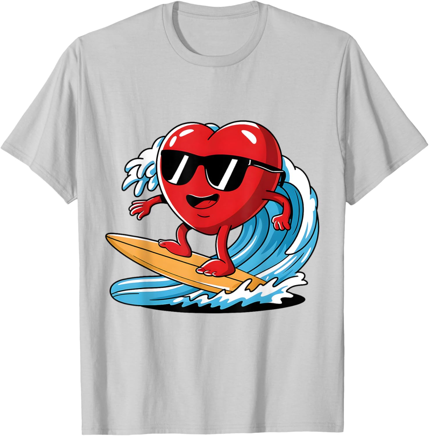 Surfing Heart Funny T-Shirt for Boys and Men - Perfect Valentine's Gift - 14