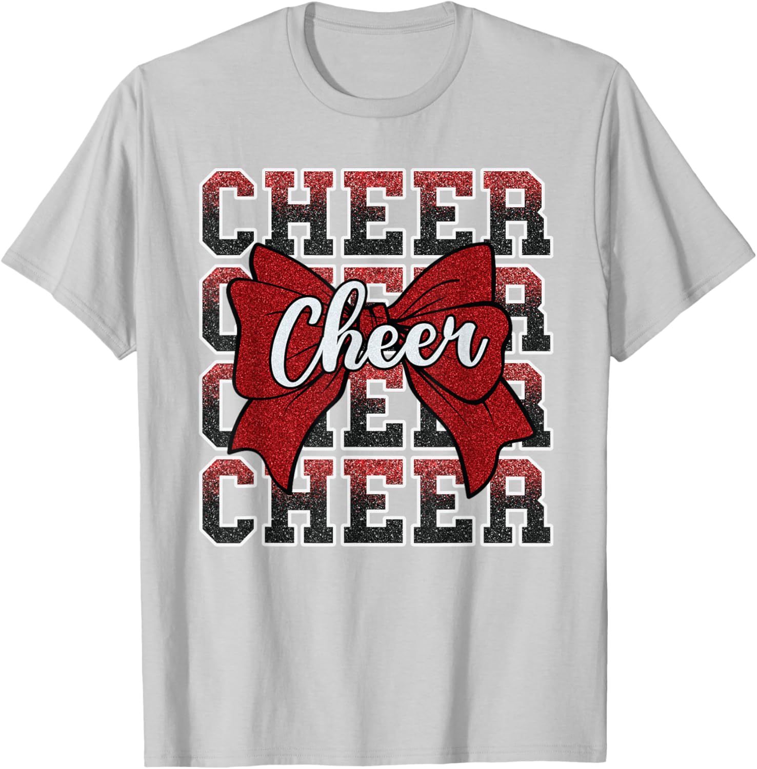 Coquette Cheer Bow Funny Sport Cheerleader Red T-Shirt for Cheer Fans - 6