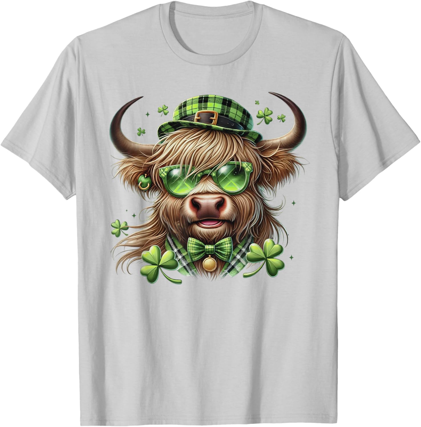 St Patrick's Day Highland Cow Shamrock Women's T-Shirt for Celebrations - 3