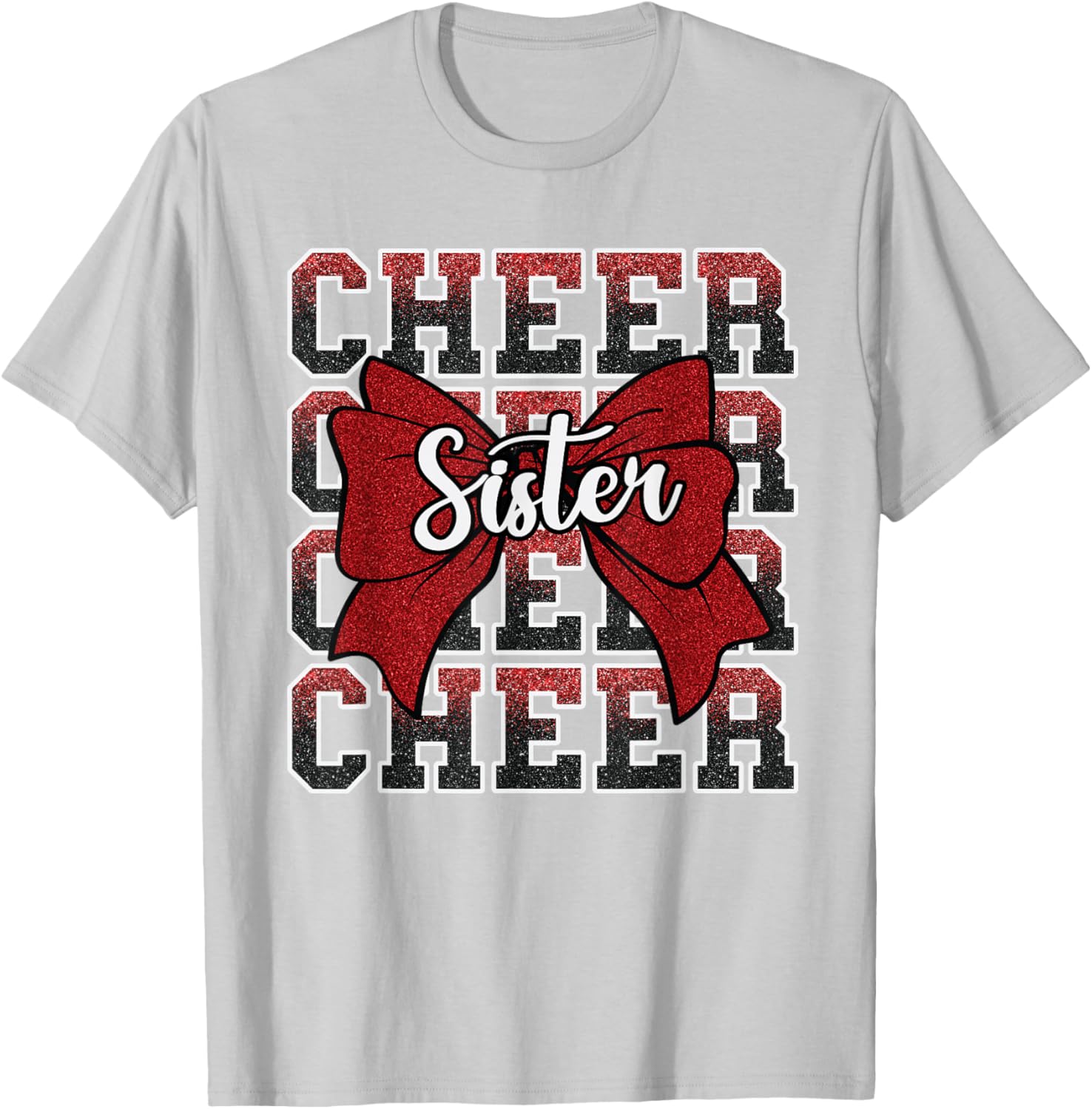 Coquette Cheer Sister Bow Red T-Shirt for Sport Cheerleaders - 9