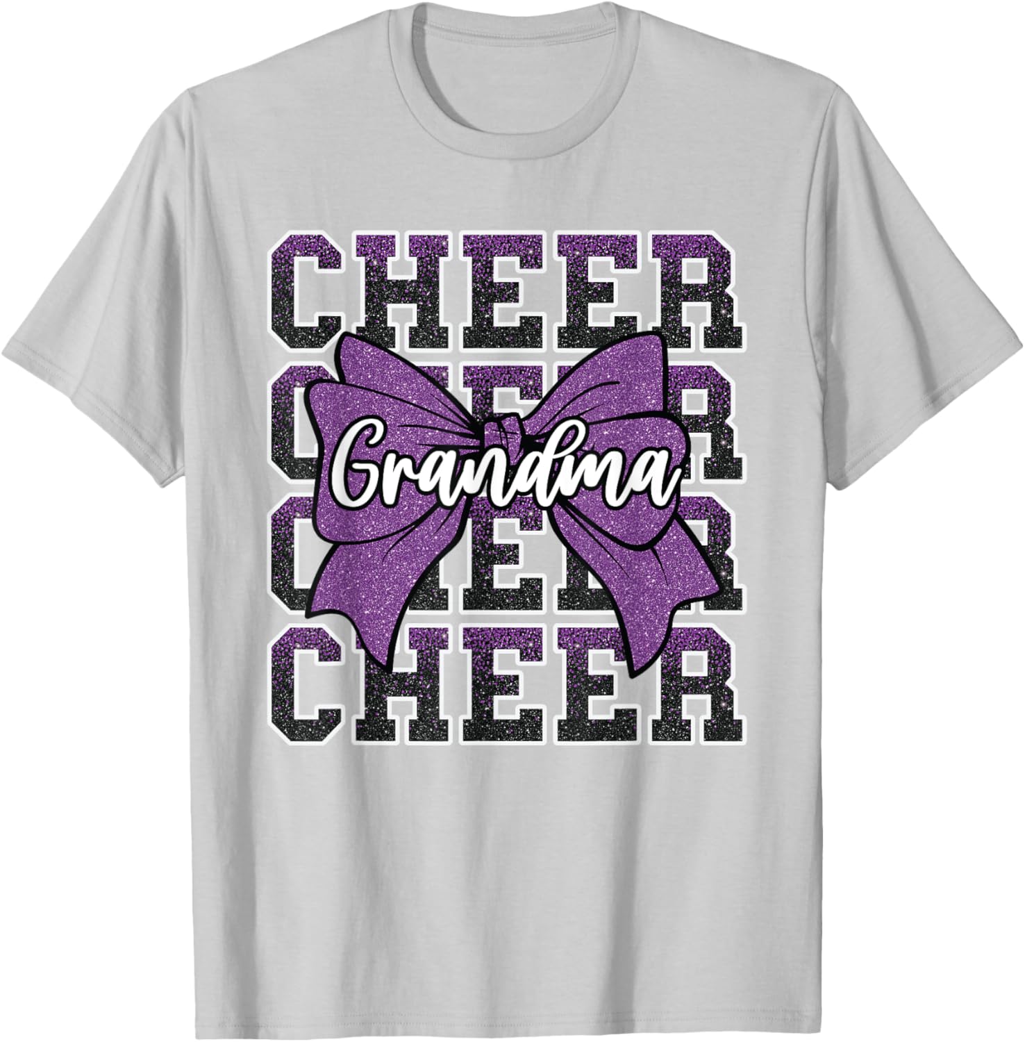 Cheer Grandma Bow Sport Purple T-Shirt for Cheerleaders and Fans - 1