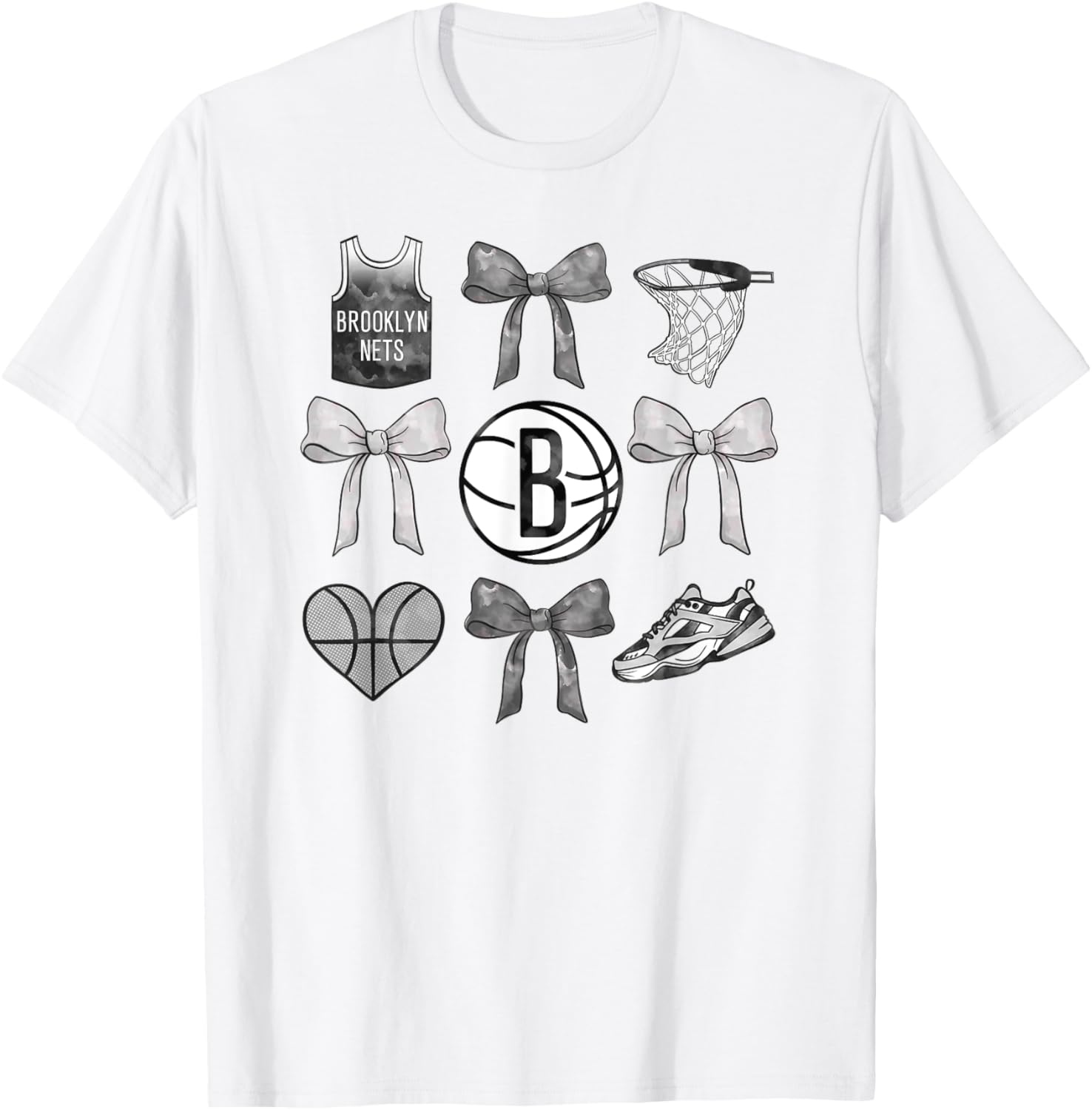 Stylish NBA Brooklyn Nets Bow Grid T-Shirt for Fans and Fashion Lovers - 1