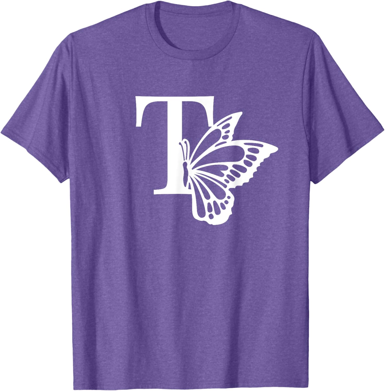 Butterfly Monogram Initial T T-Shirt Stylish Alphabet Tee for Women - 14