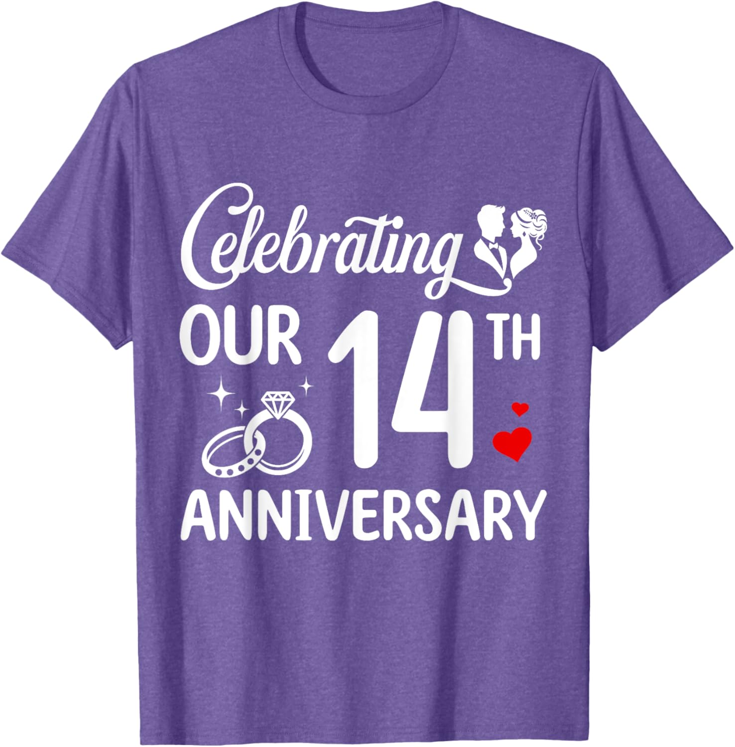 14th Wedding Anniversary T-Shirt for Couples - Celebrate 14 Years of Love - 2