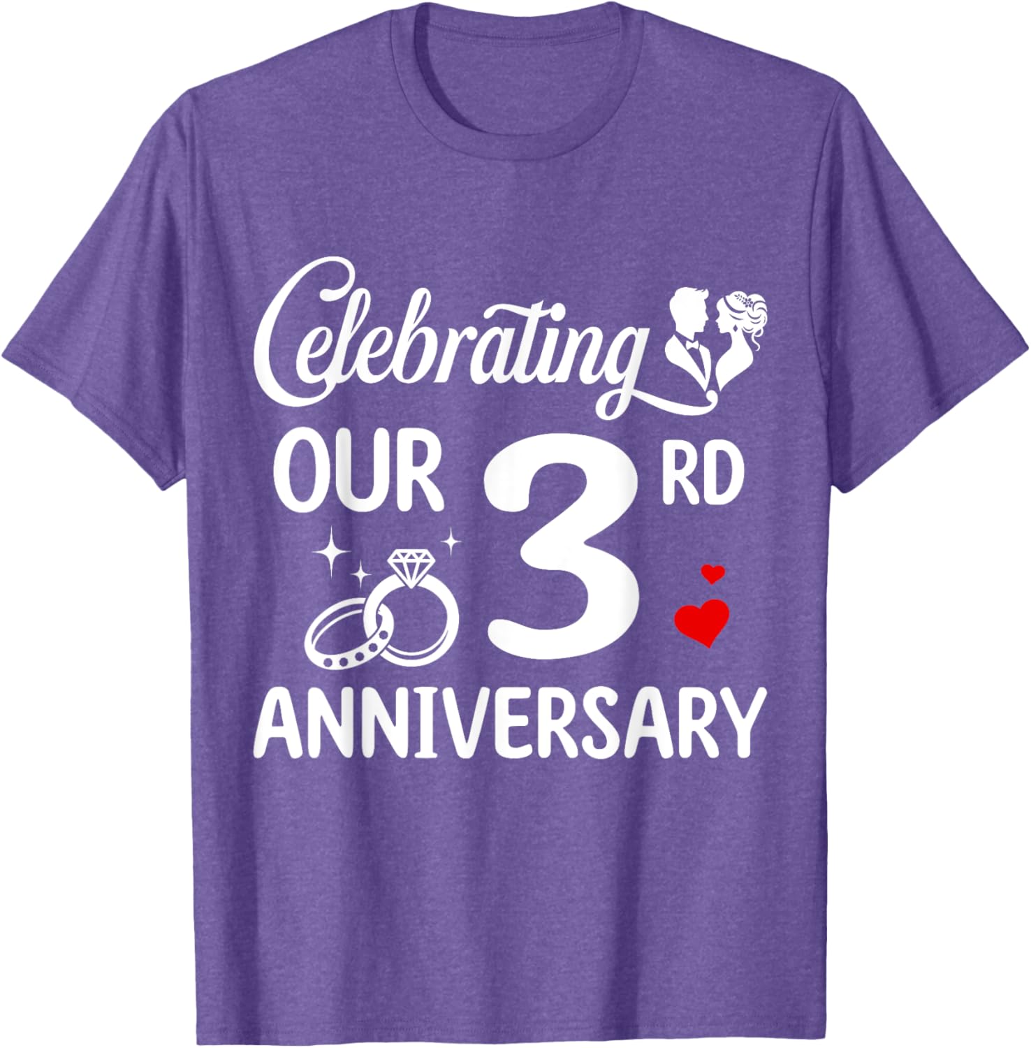 3rd Wedding Anniversary T-Shirt for Couples Celebrating 3 Years of Love - 8