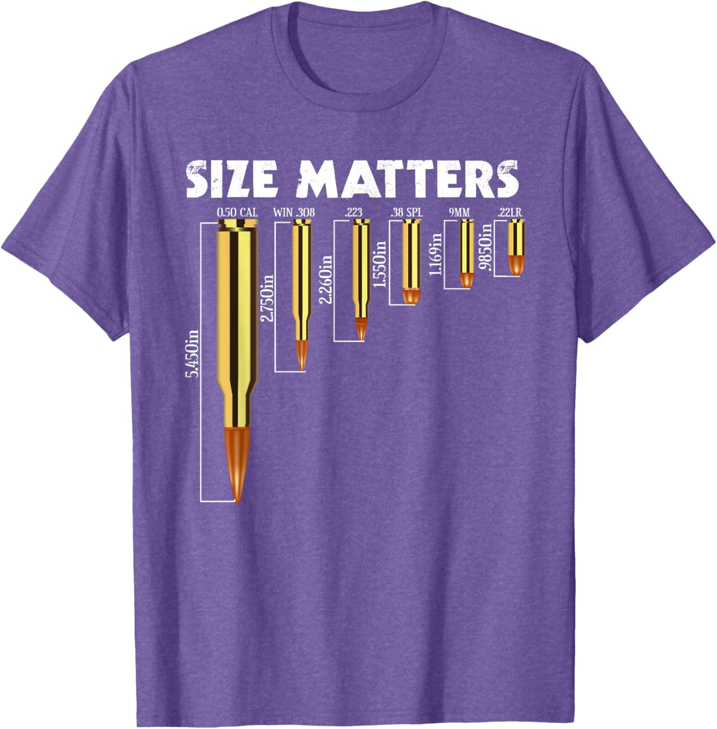 Size Matters T-Shirt for Bullet Lovers, Perfect Caliber Graphic Tee - 5