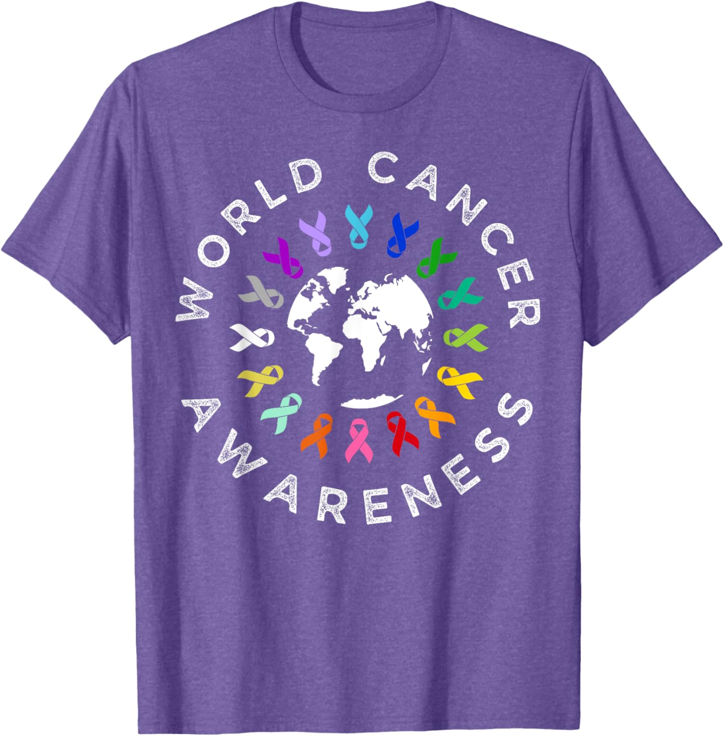 World Cancer Day Awareness Multi-Color Ribbon T-Shirt for Supporters - 9