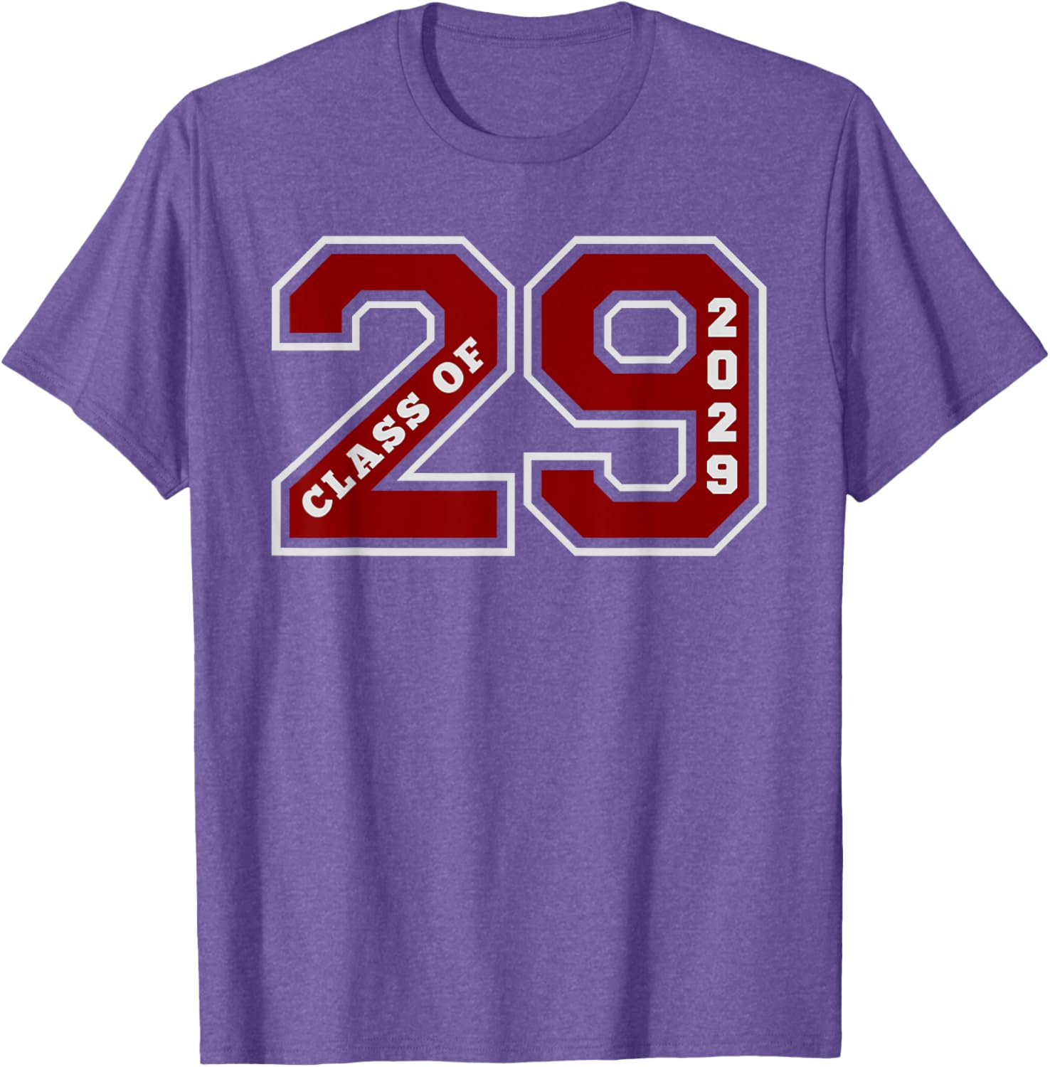 Class of 2029 Maroon Letterman Style Grad T-Shirt for Future Graduates - 3