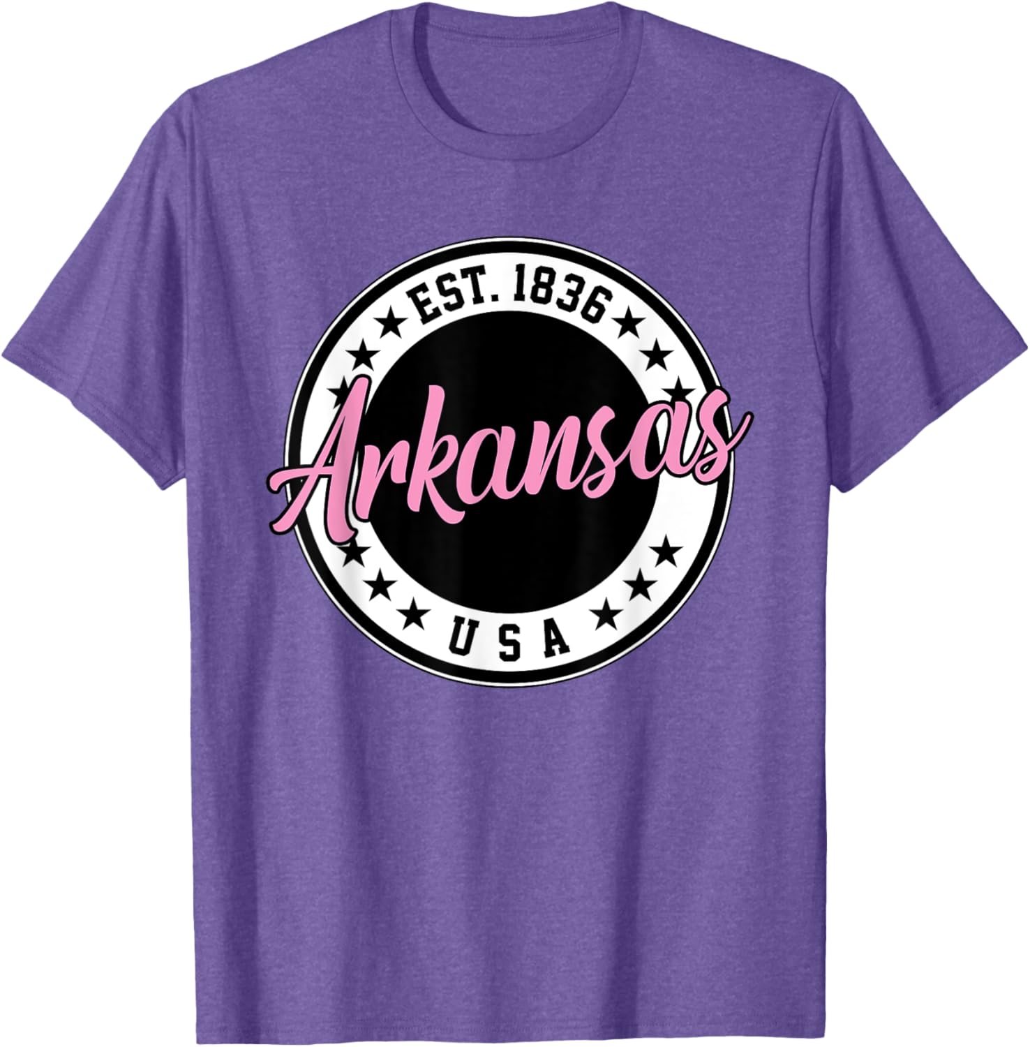Arkansas Script Circle Pink Text T-Shirt for Stylish Comfort - 27