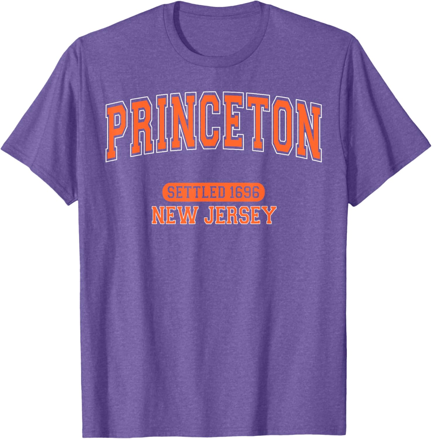 Vintage Arched Orange T-Shirt Celebrating Princeton New Jersey 1696 - 14