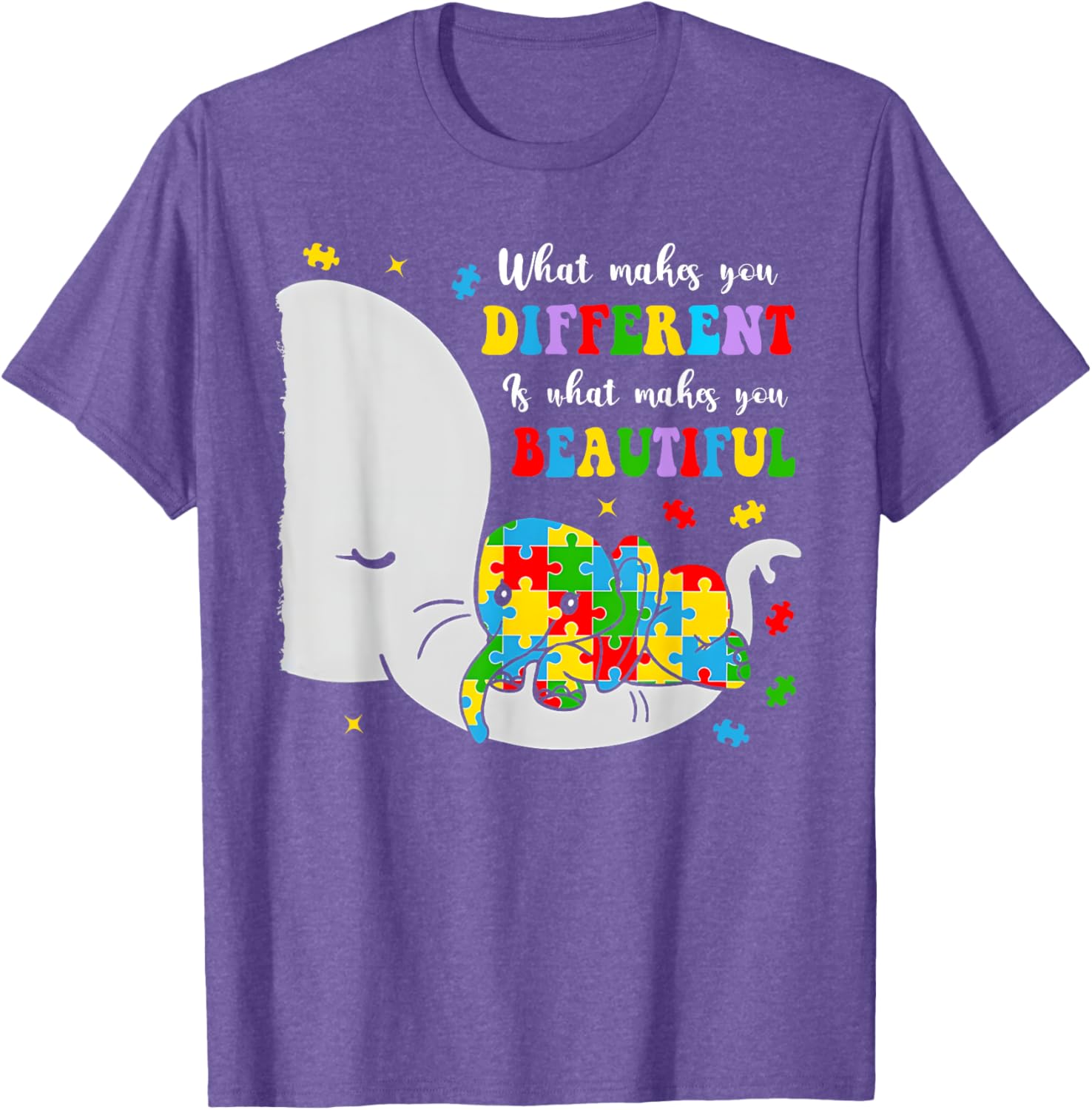 Unique Elephant Autism Awareness T-Shirt - Embrace Differences with Style - 15