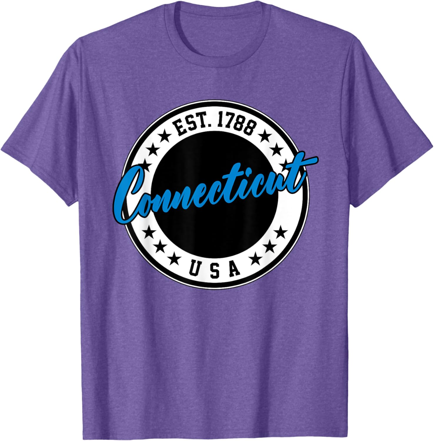 Connecticut USA Script Circle T-Shirt in Blue - Stylish Casual Wear - 3