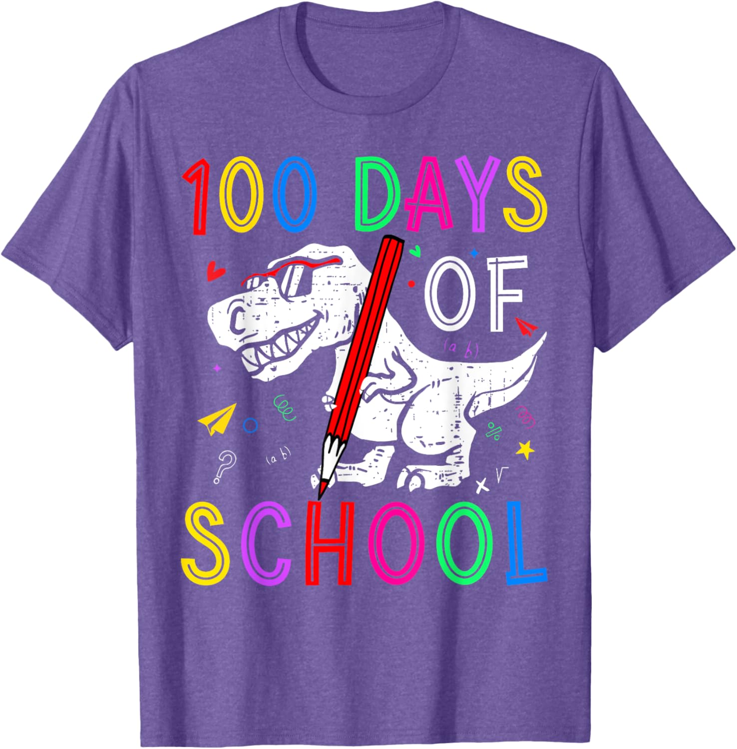 100 Days of School Dino T-Rex Kids T-Shirt for Teachers and Students - 5