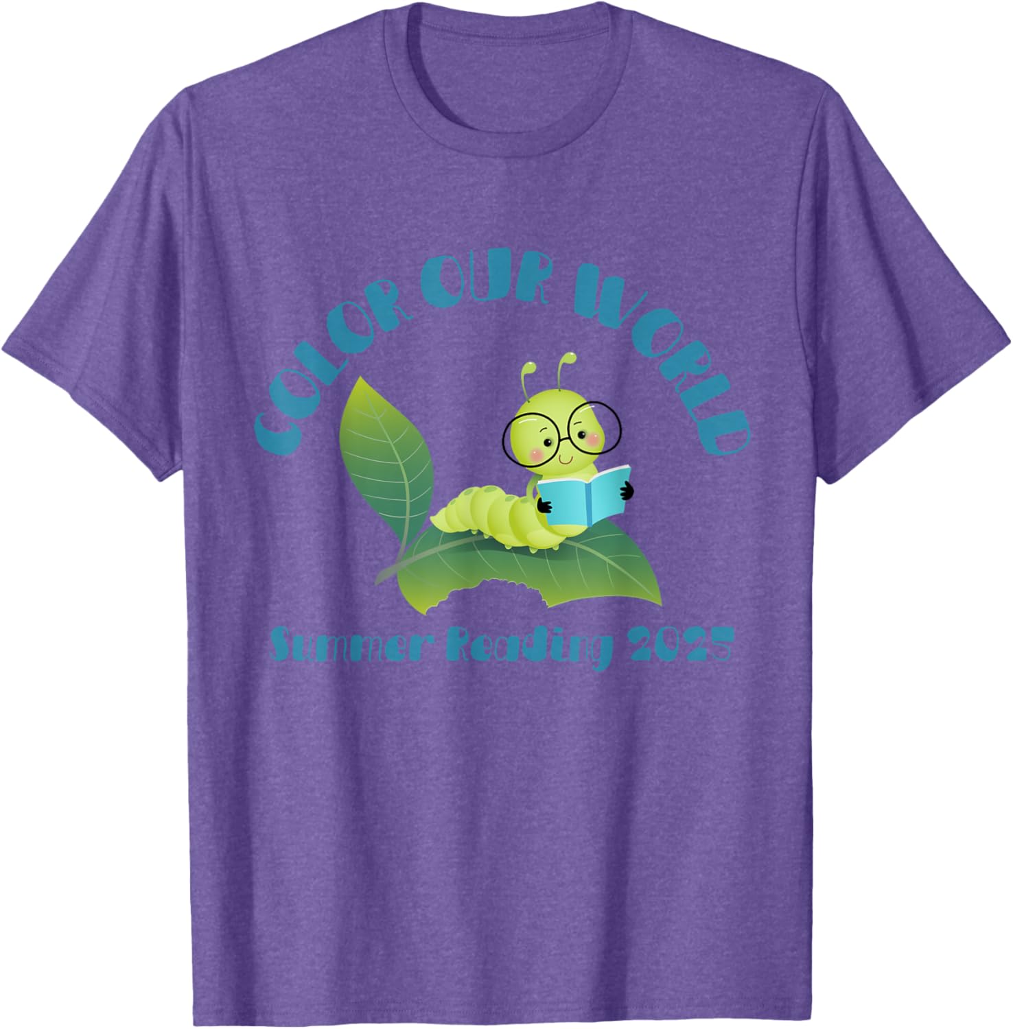 Color Our World Summer 2025 Reading Program Book Worm T-Shirt for Kids - 12