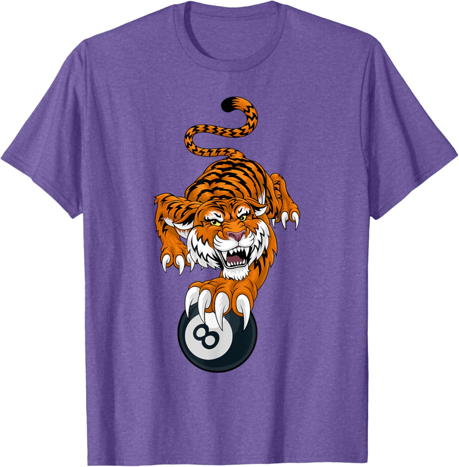 Tiger Angry Pool 8 Ball Billiards Cartoon Character T-Shirt for Fun Style - 1