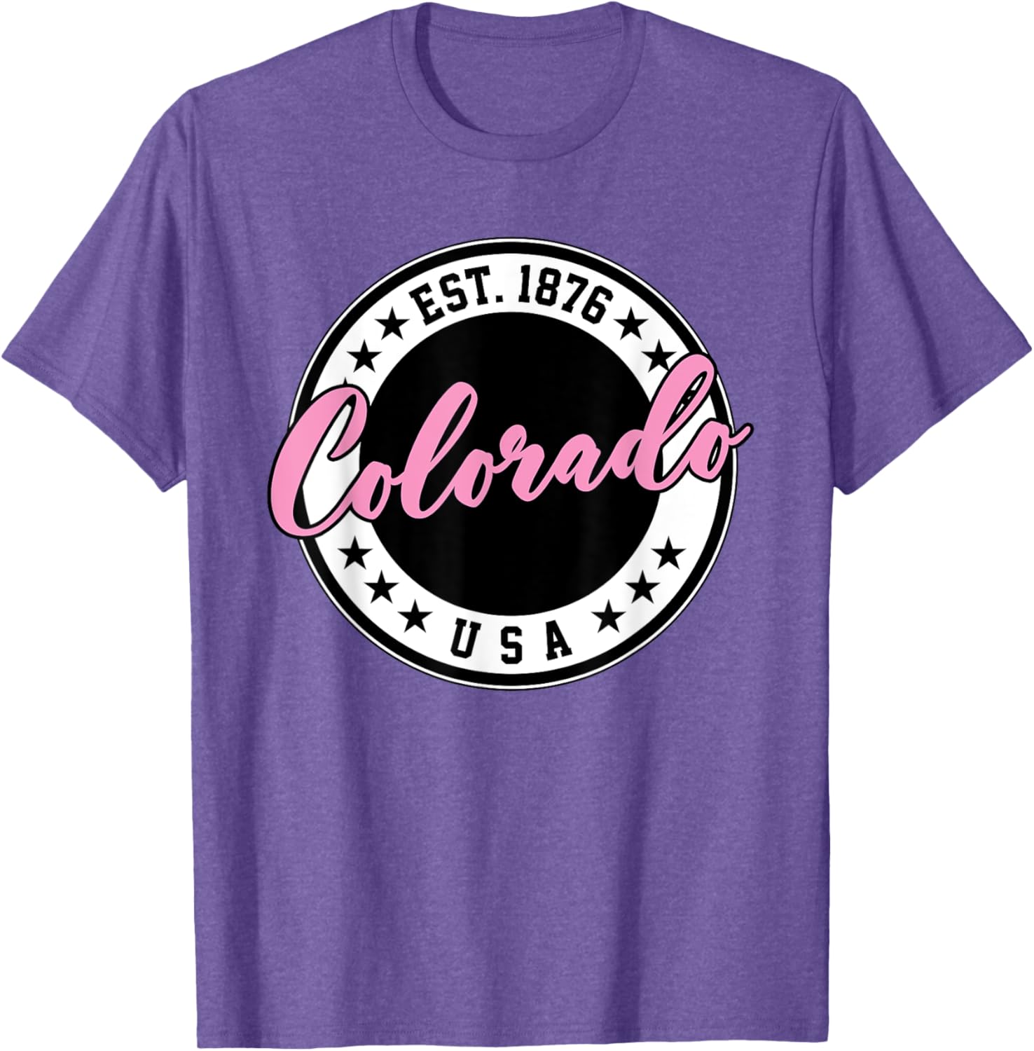 Colorado USA Script Circle Pink Text T-Shirt for Stylish Comfort - 15