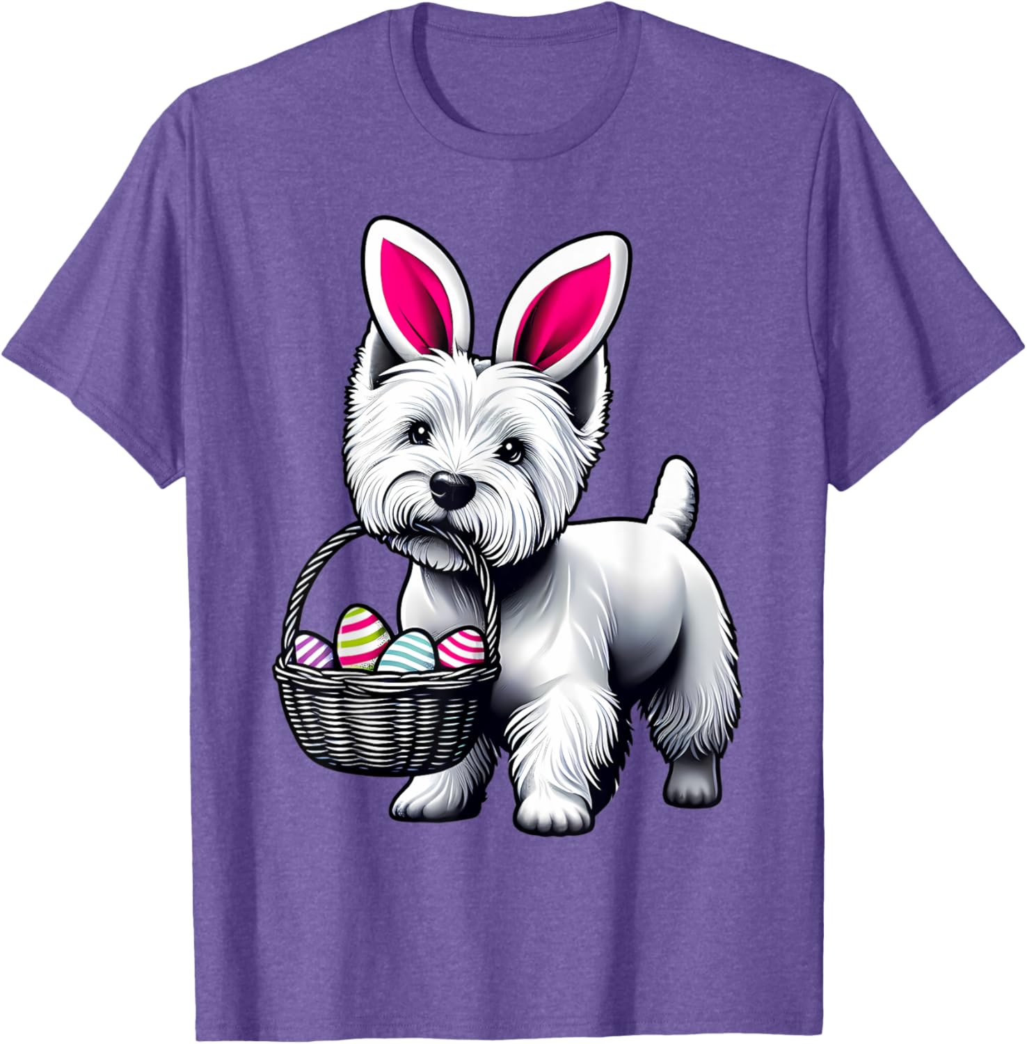 Adorable Bunny Ear West Highland Terrier Easter Eggs T-Shirt for Dogs - 20