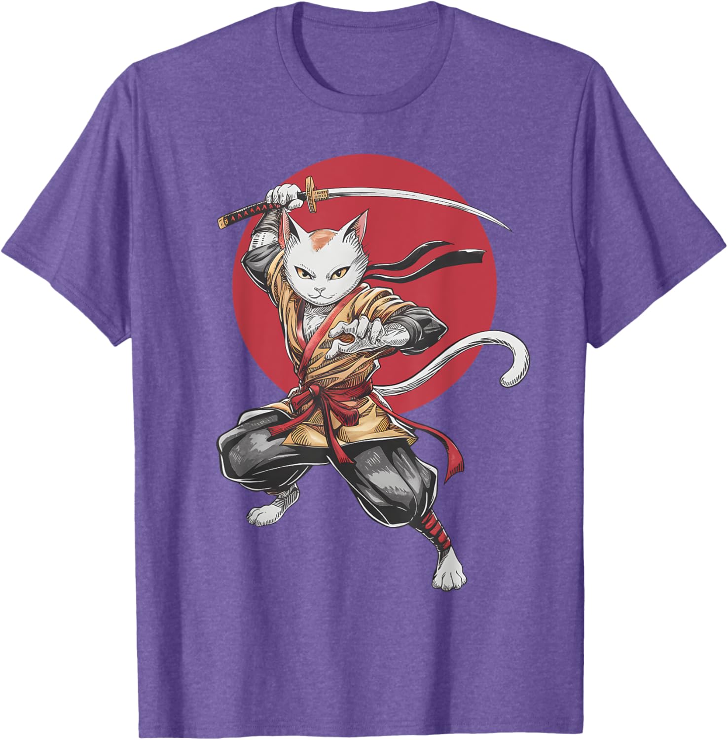 Samurai Cat Vintage Japanese Art Anime T-Shirt for Cat Lovers - 2