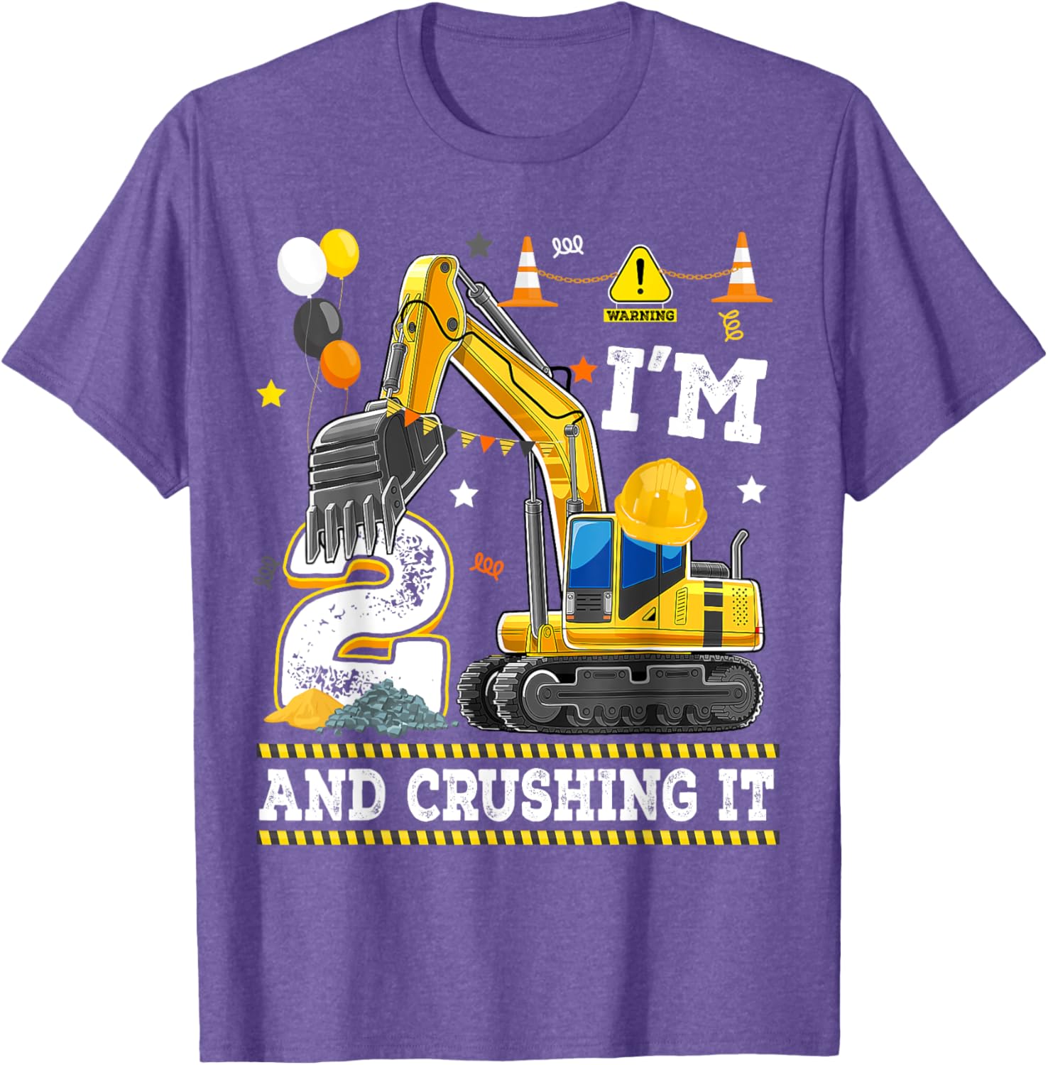 Adorable 2nd Birthday Excavator Digger Builder T-Shirt for Kids - 11