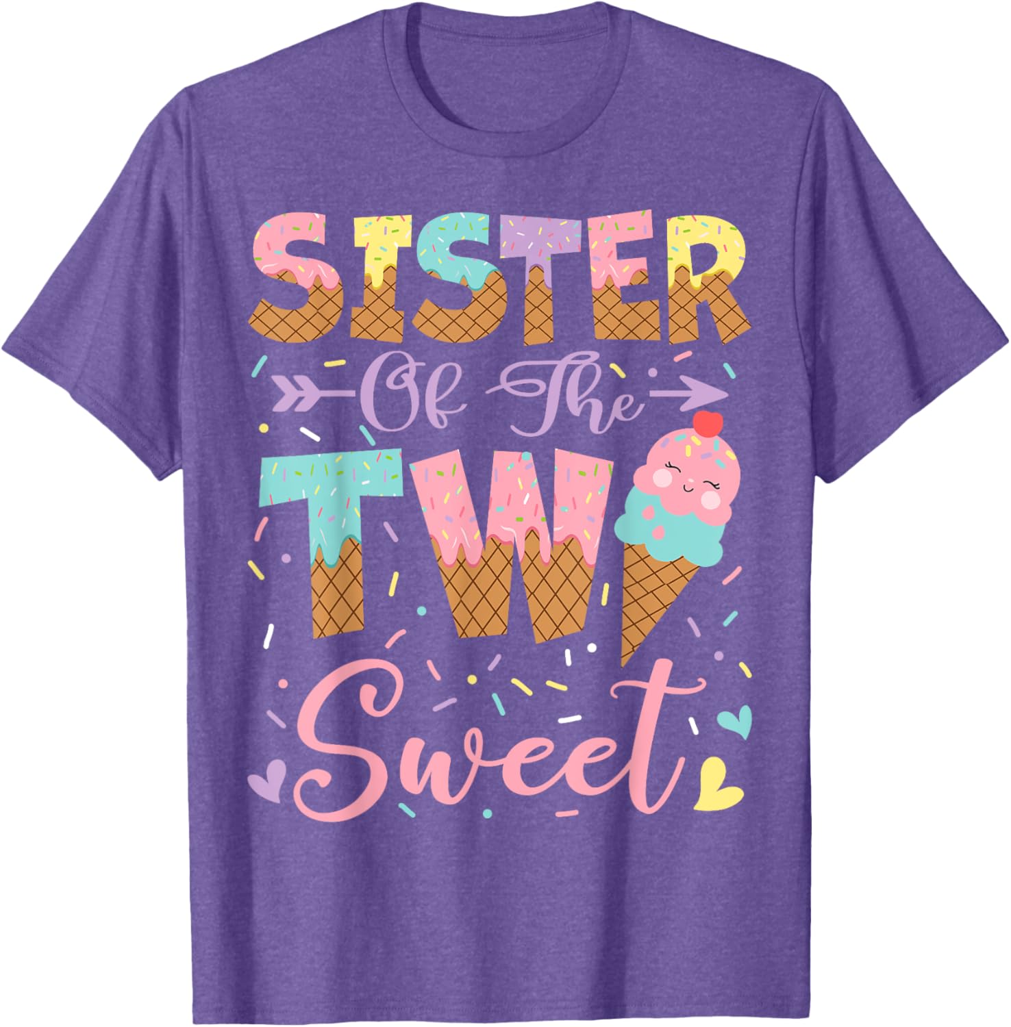 Adorable Sister of the Two Sweet Summer Ice Cream Birthday T-Shirt - 9