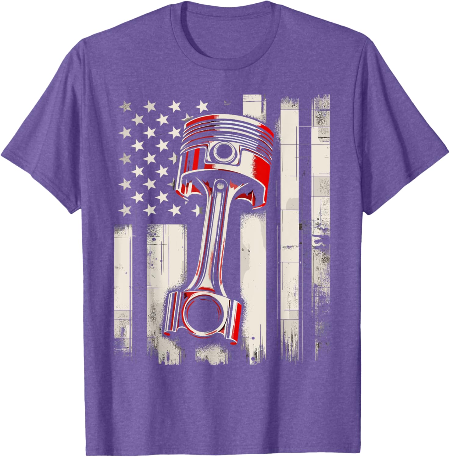 Vintage American Flag Piston Car Mechanic T-Shirt for Auto Enthusiasts - 13