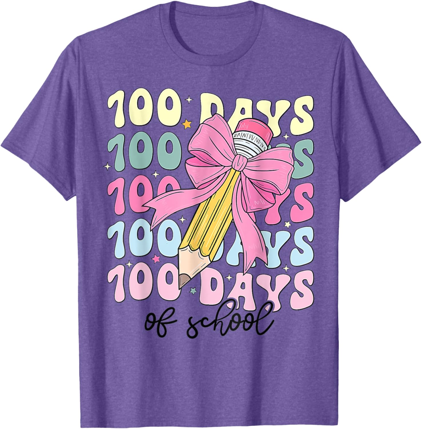 Coquette Bow 100th Day of School T-Shirt for Girls Fun School Celebration - 4