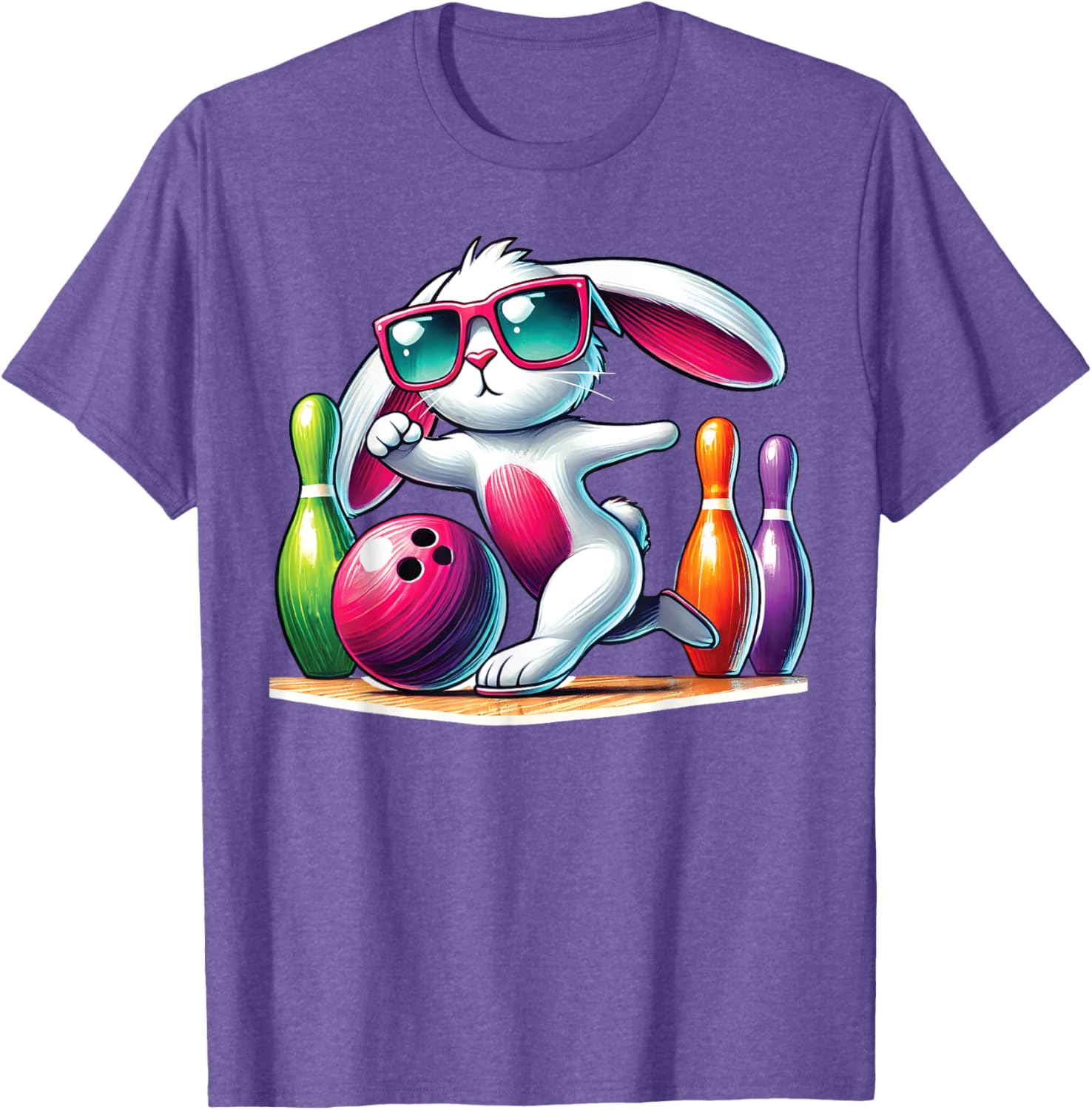 Bunny Ear Easter Bowling T-Shirt for Fun Egg Hunt Celebrations - 18