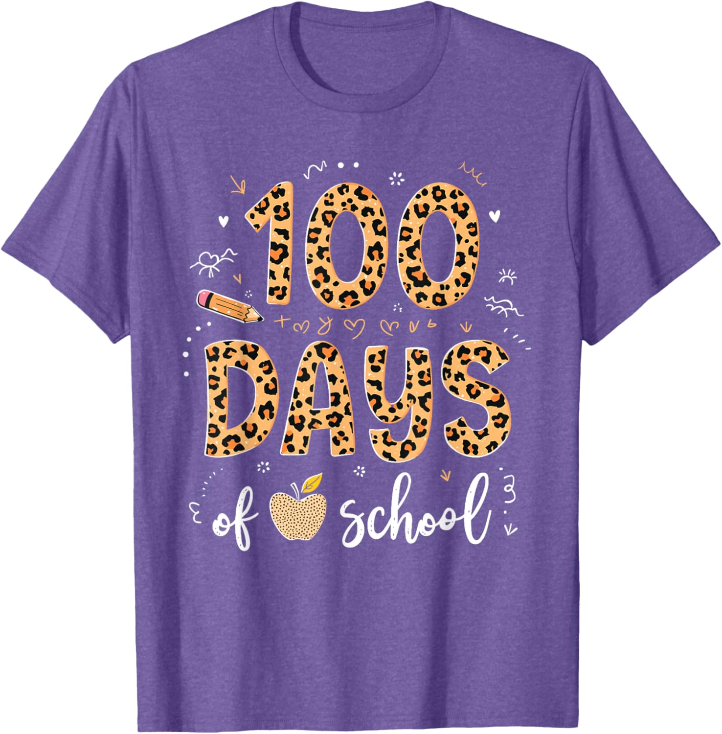 100 Days of School Leopard Print T-Shirt for Kids and Teachers - 18