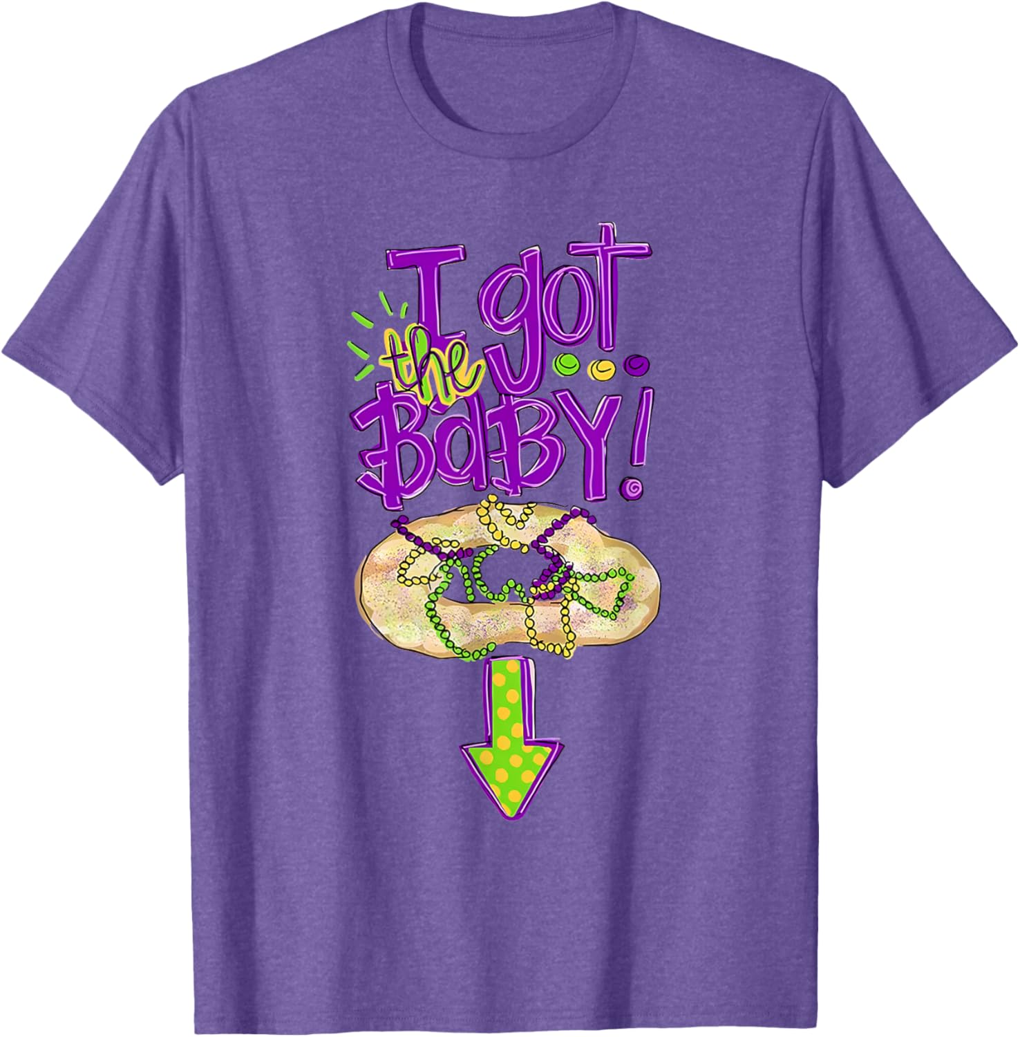 Baby Mardi Gras King Cake Reveal T-Shirt for New Orleans Celebrations - 24