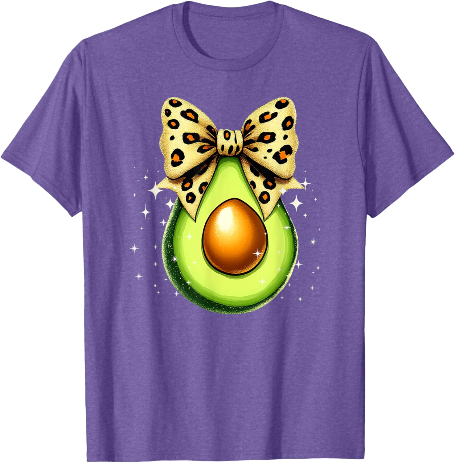 Cute Avocado Leopard Ribbon Bow T-Shirt for Women and Girls - 29