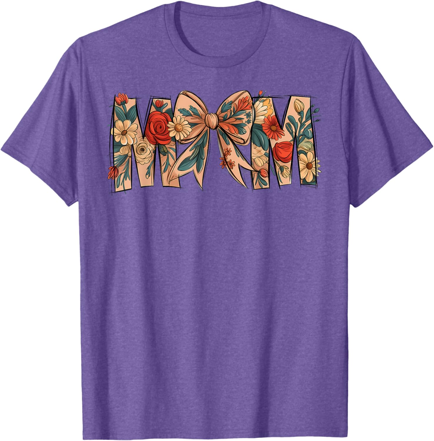 Charming Floral Coquette Bow T-Shirt for Moms on Mother's Day - 16