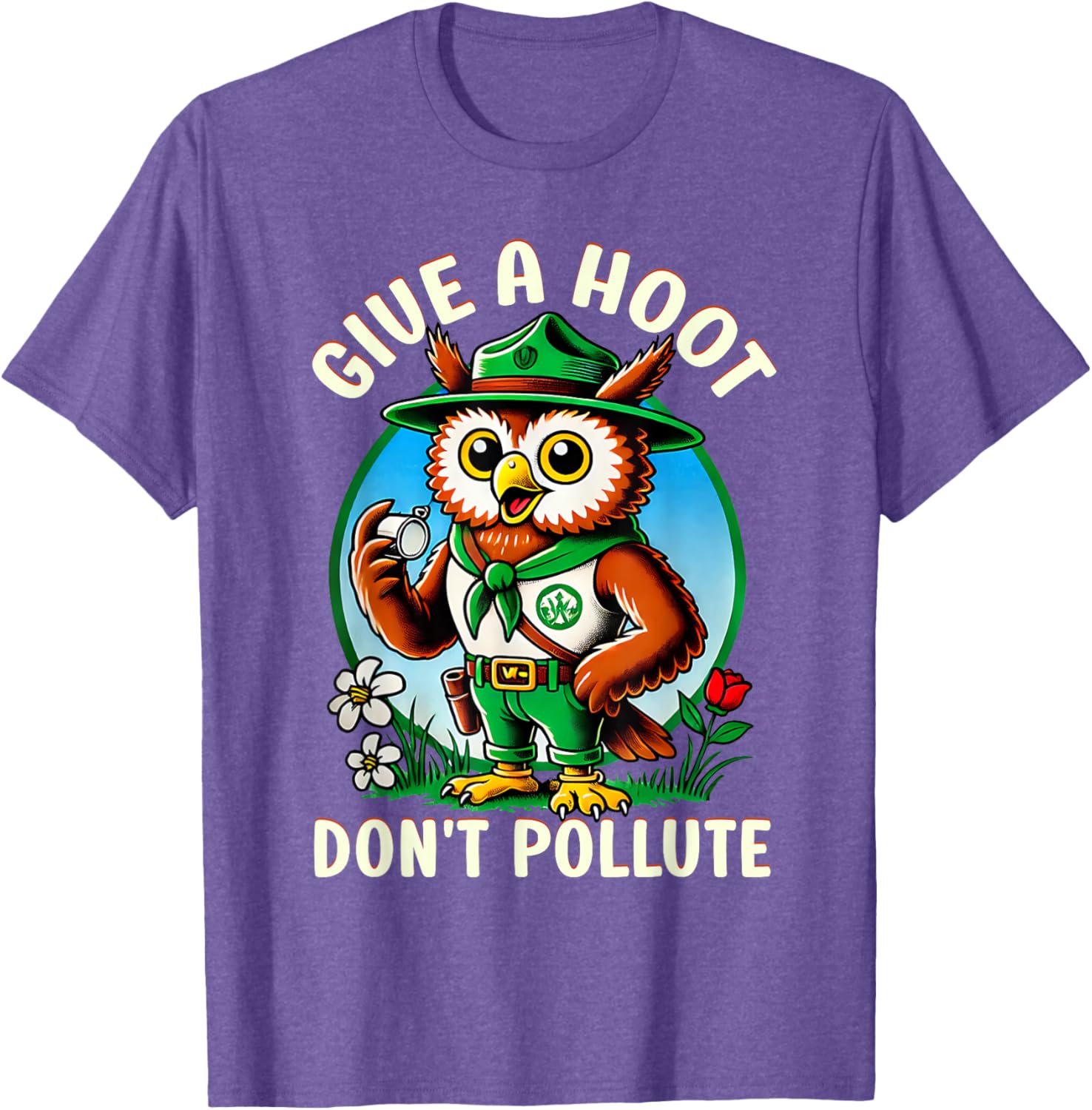 Retro Vintage Owl T-Shirt - Eco-Friendly Give A Hoot Don’t Pollute - 16
