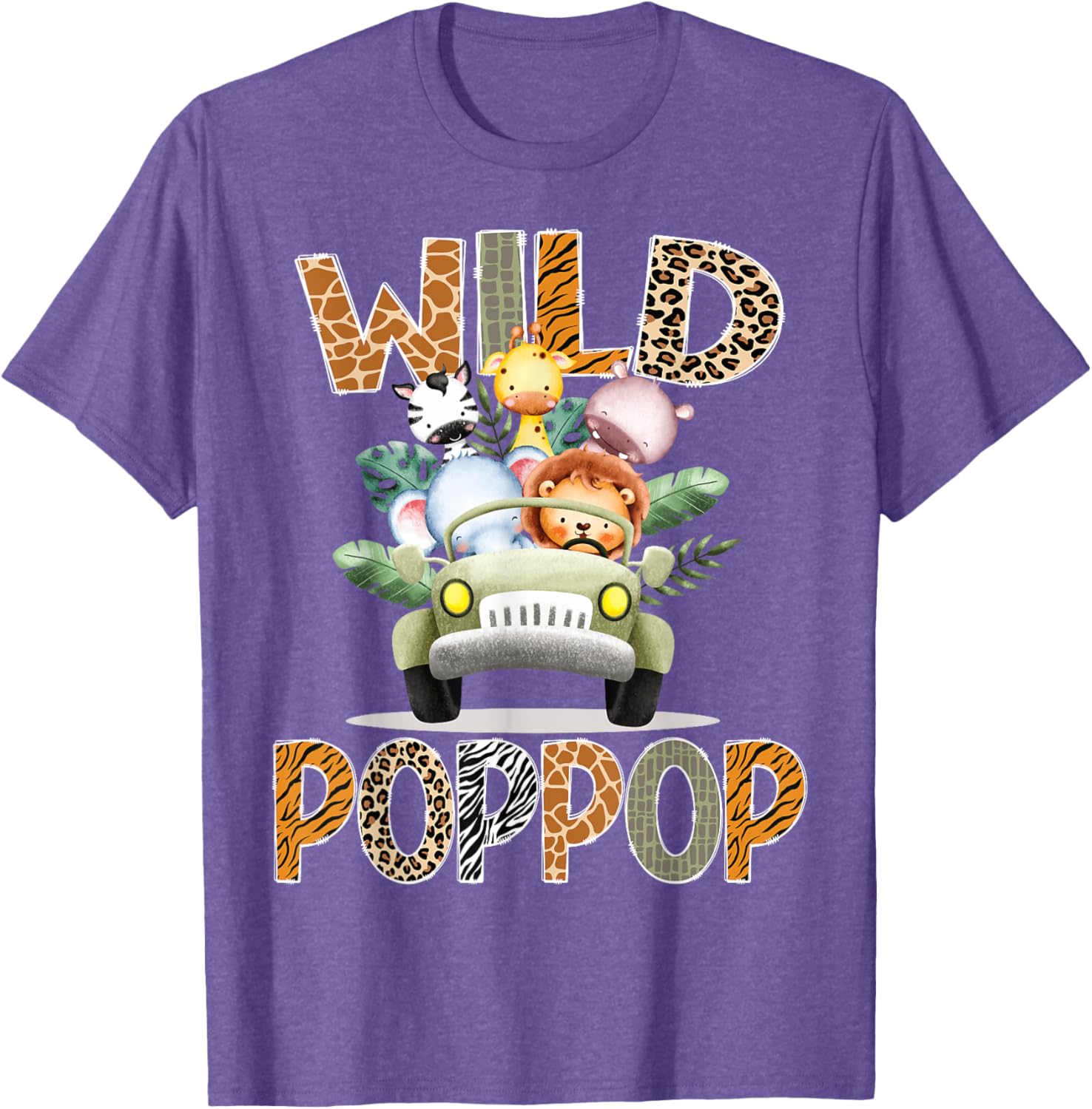 Wild PopPop Safari Jungle Animals 1st Birthday Truck T-Shirt for Kids - 10